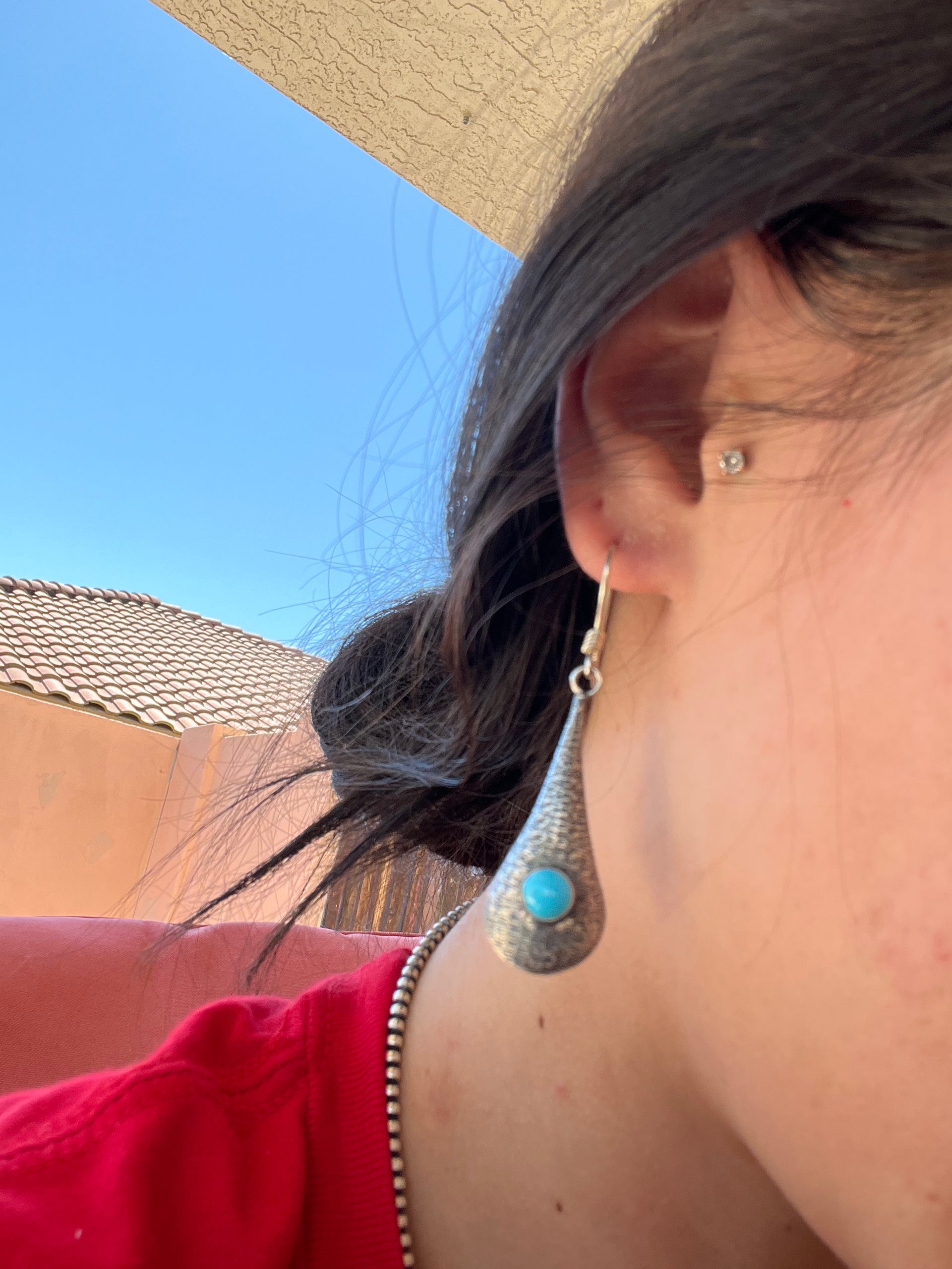 Harold Joe Turquoise & Sterling Silver Dangle Earrings