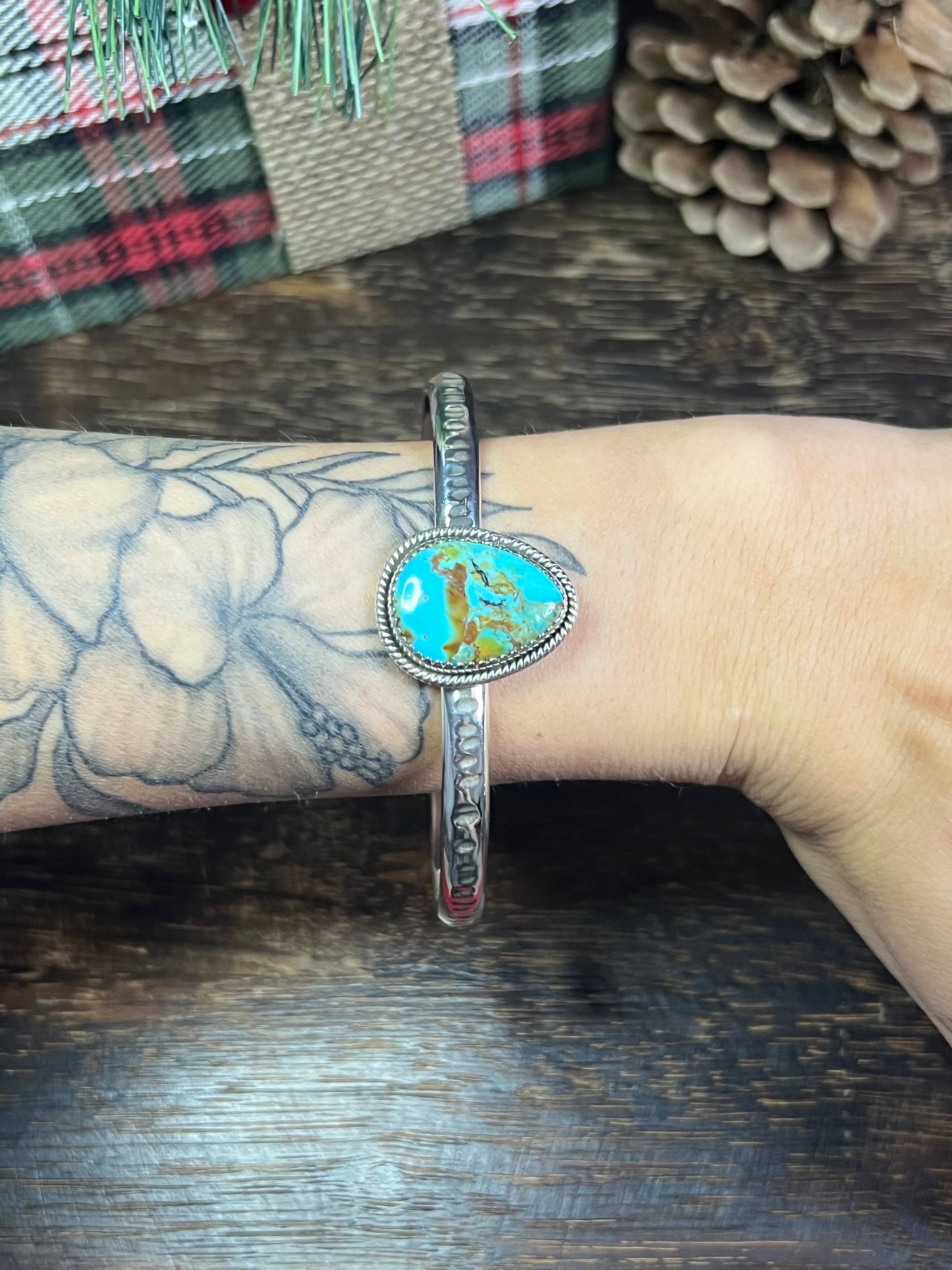 #9 Southwest Made Kingman Turquoise & Sterling Silver Cuff Bracelet