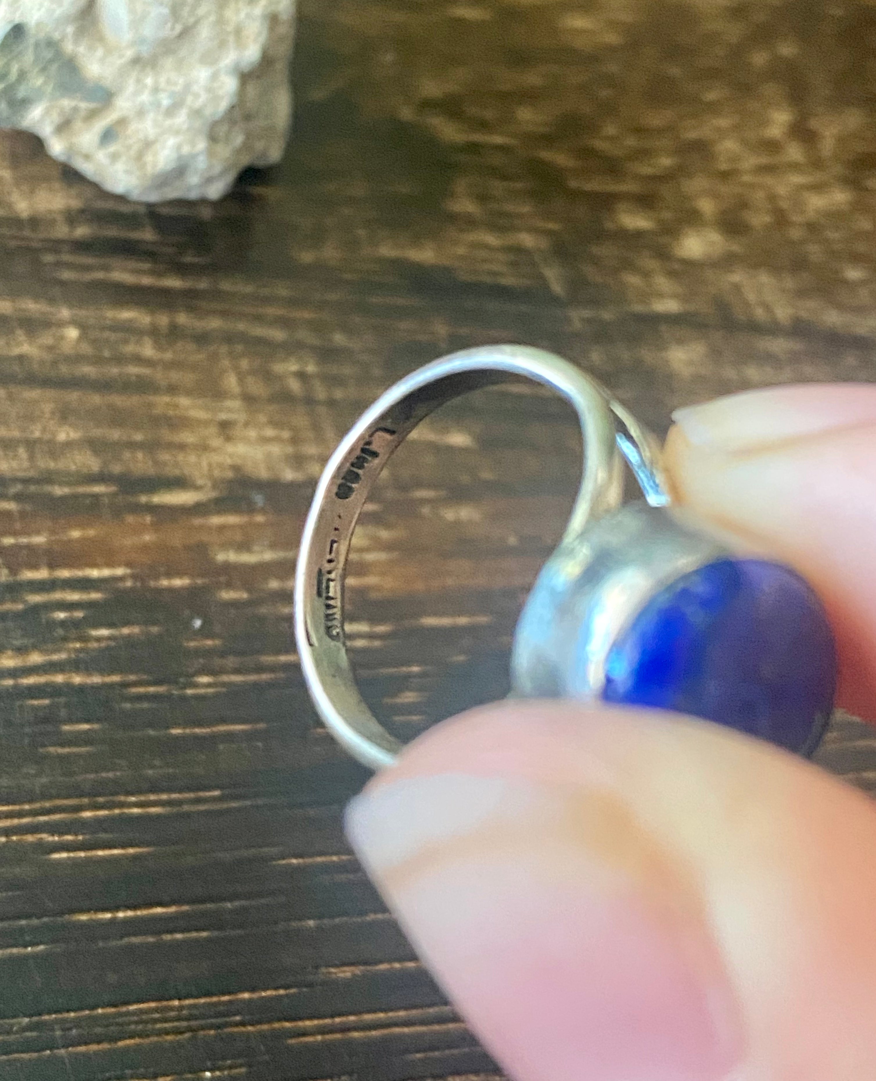 Navajo Made Lapis & Sterling Silver Ring Size 5.5