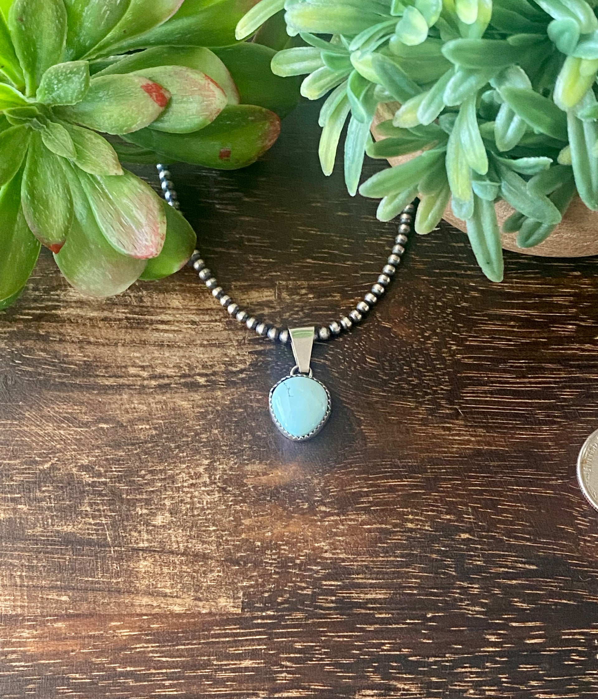 Navajo Made Golden Hill’s Turquoise & Sterling Silver Pendant