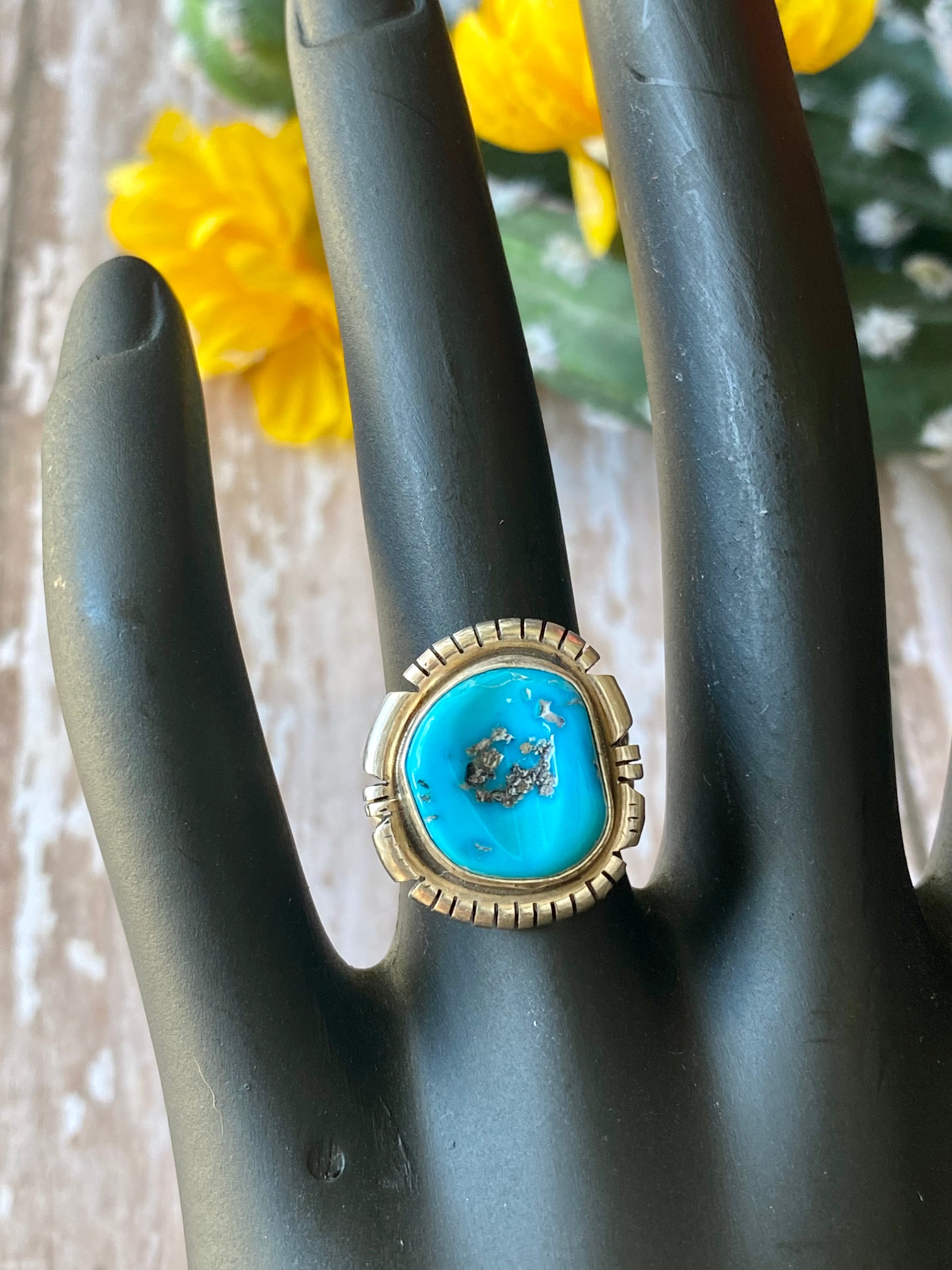 Eli Skeets Sleeping Beauty Turquoise & Sterling Silver Ring Size 5