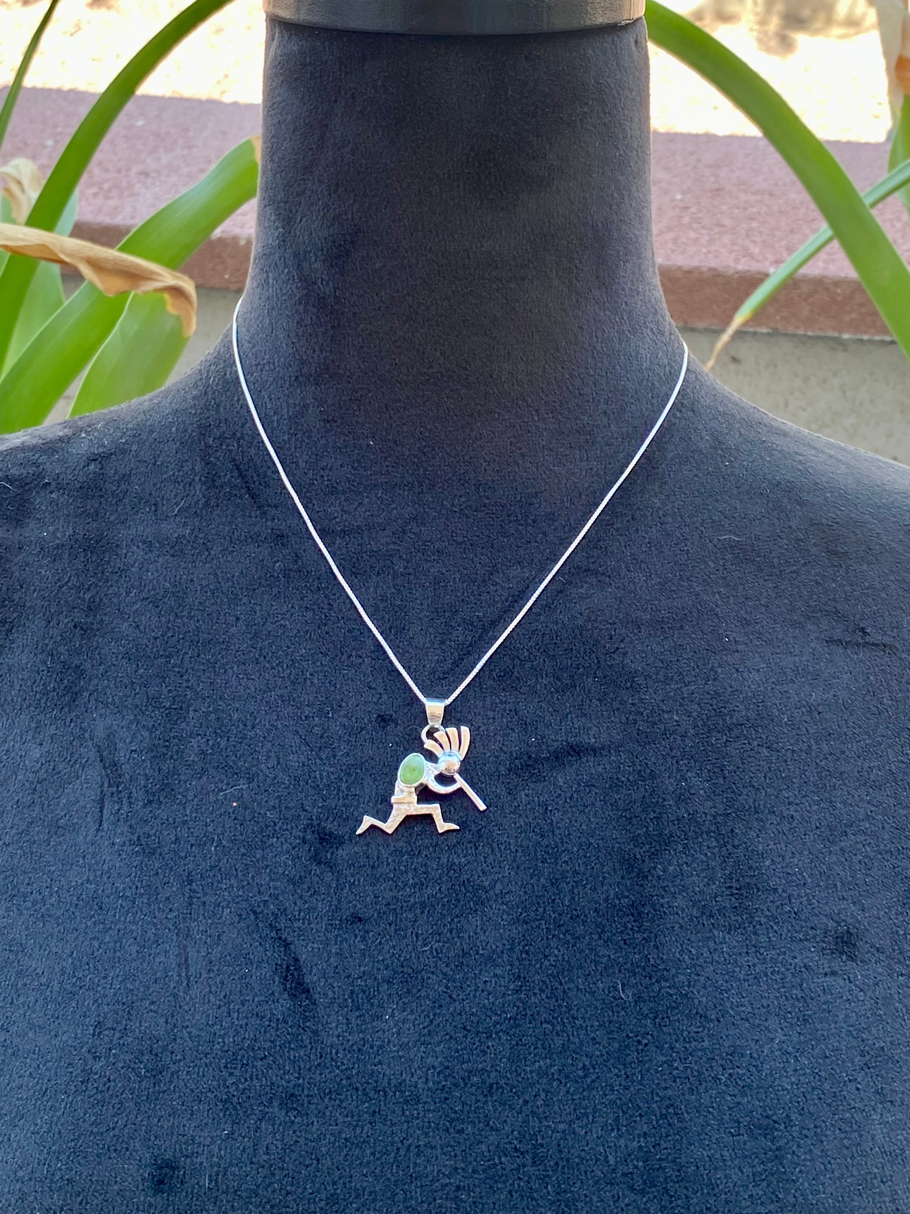 Allen Lee Sonoran Gold Turquoise & Sterling Silver Kokopelli Necklace