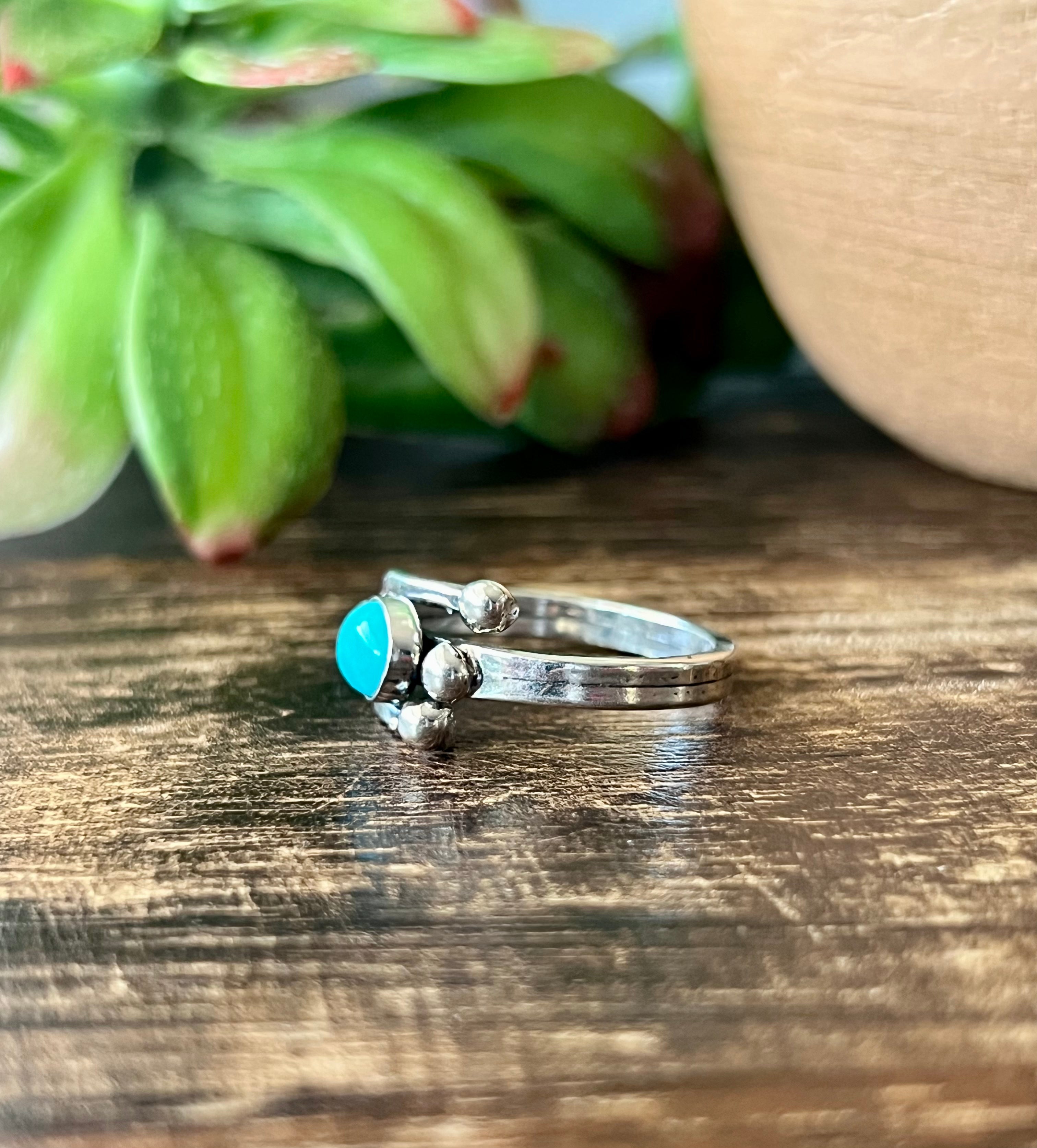 Tom Lewis Kingman Turquoise & Sterling Silver Adjustable Ring