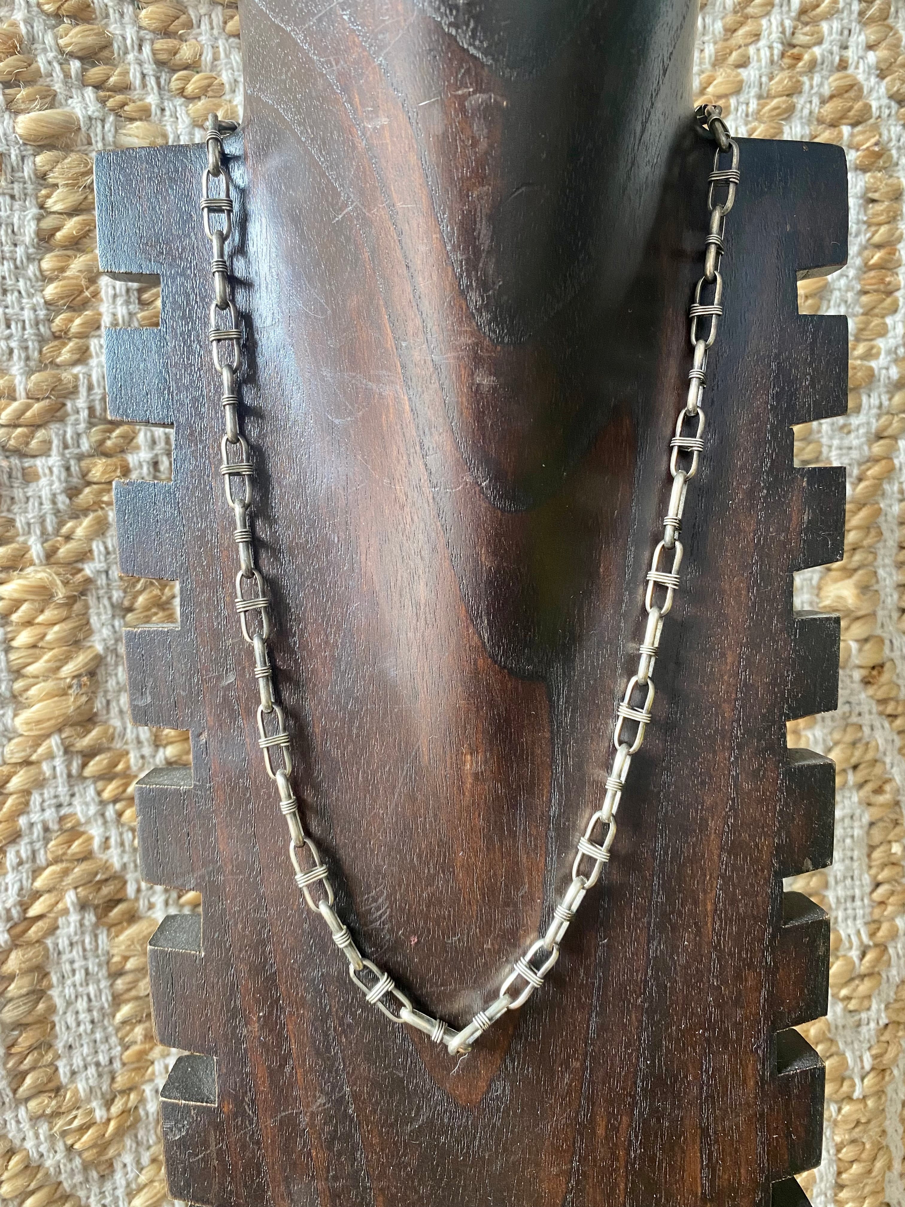 Handmade Sally Shirley Navajo Made Sterling Silver Chain Necklace