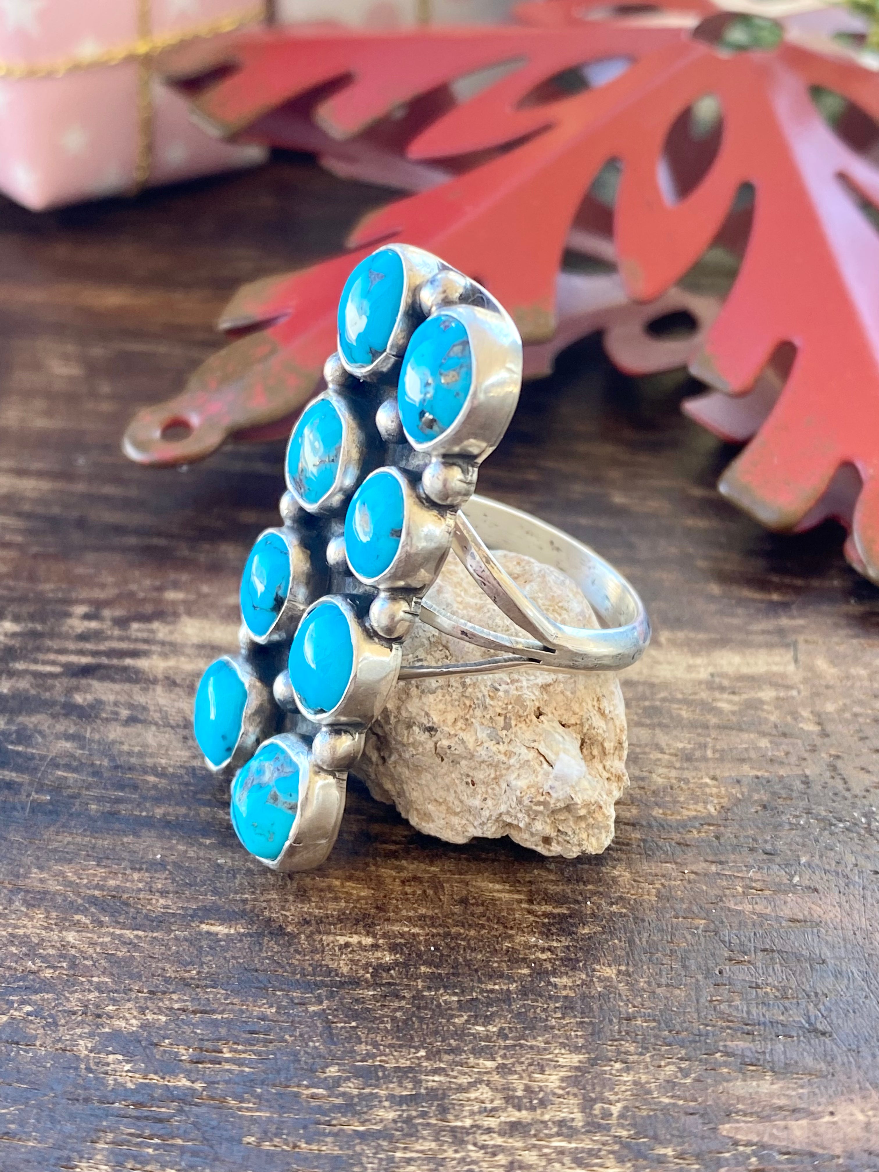 Navajo Made Kingman Turquoise & Sterling Silver Rings