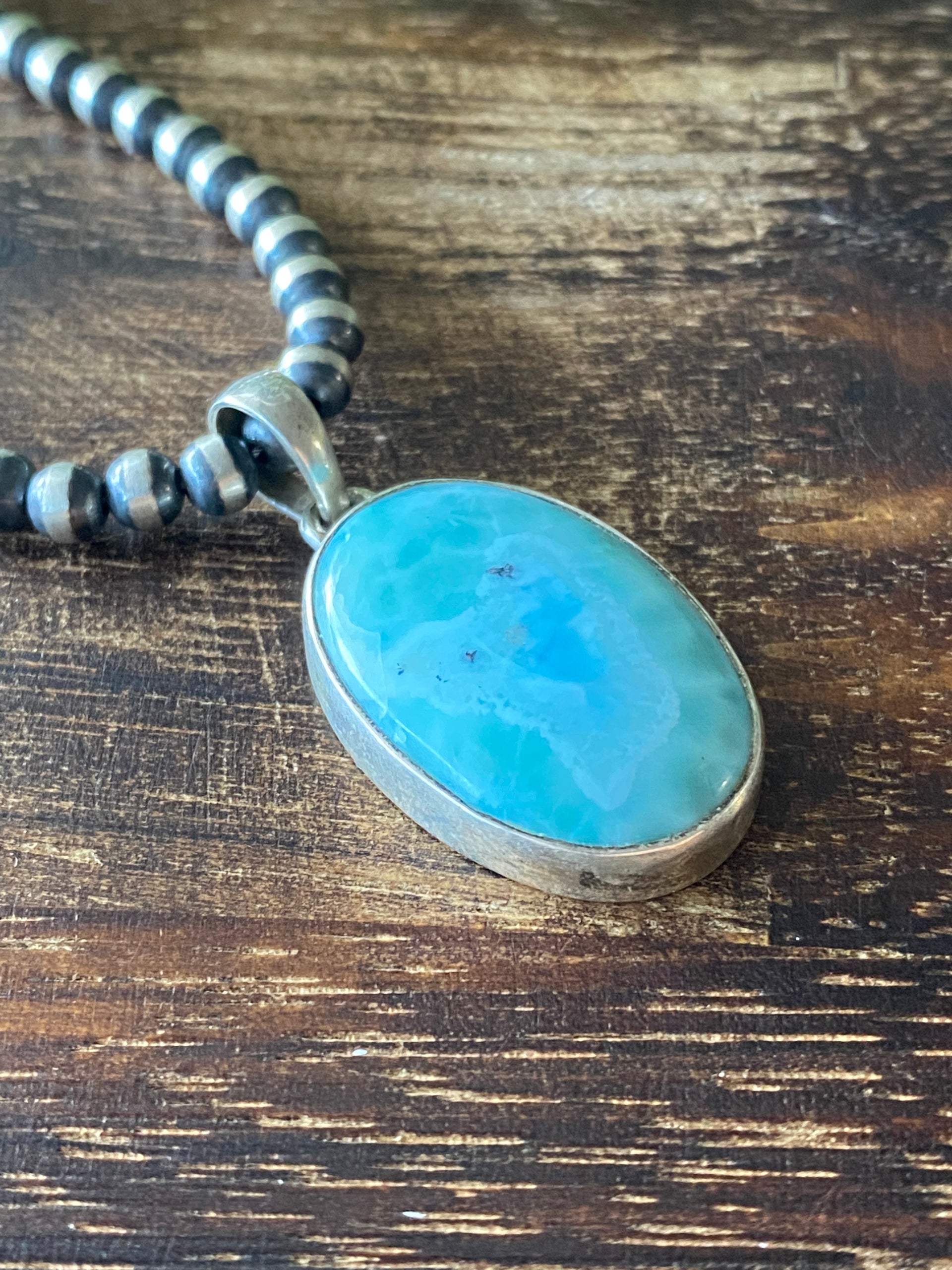 Southwest Larimar & Sterling Silver Pendant