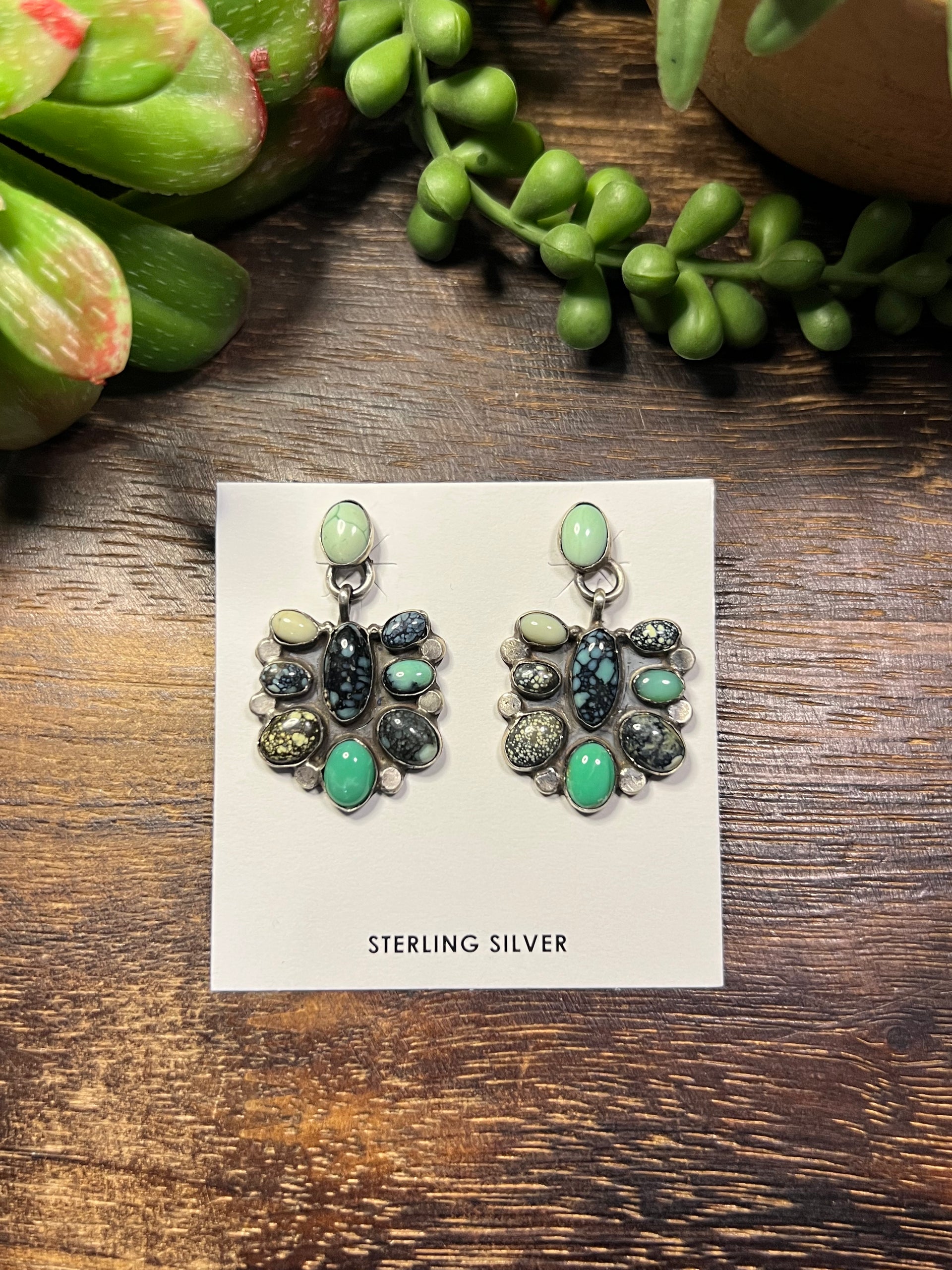 Shelia Becenti Multi Stone Post Dangle Earrings