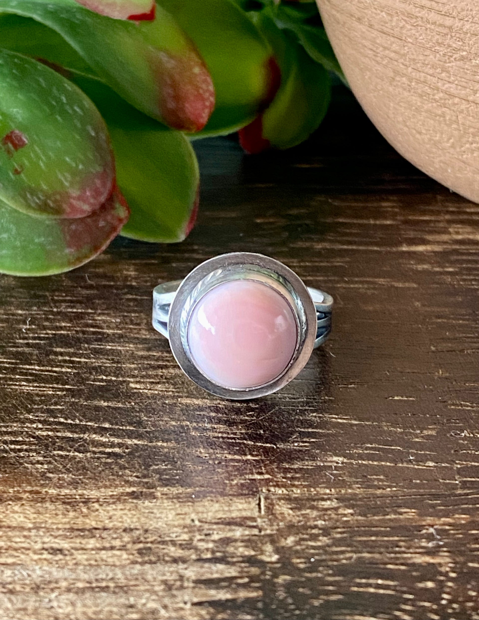 Navajo Made Pink Conch & Sterling Silver Rings