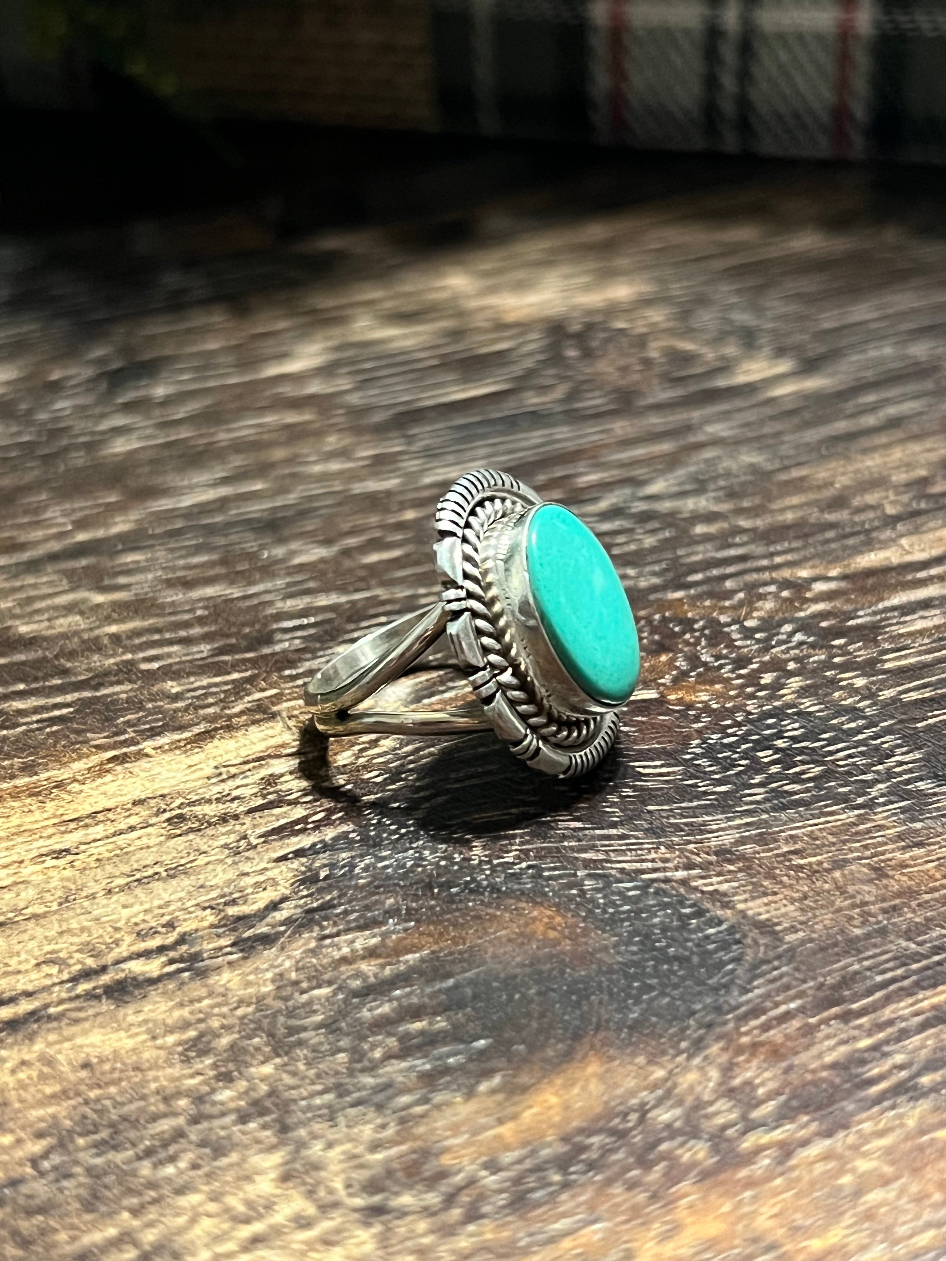 Scott Skeets Kingman Turquoise & Sterling Silver Ring Size 6.