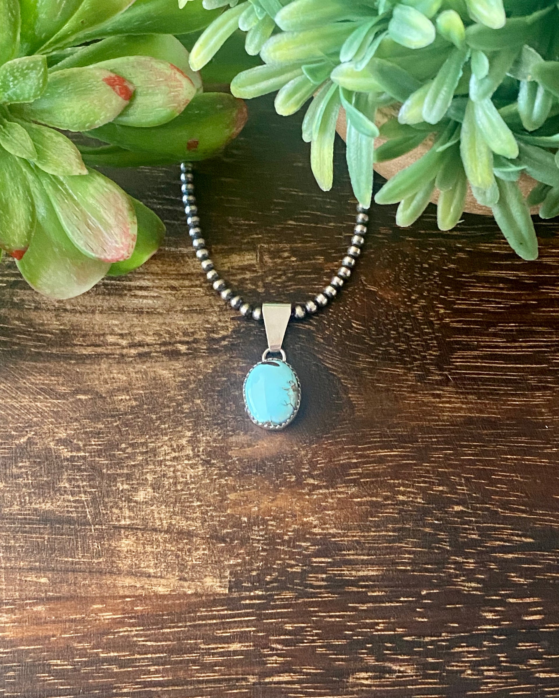 Navajo Made Golden Hill’s Turquoise & Sterling Silver Pendant