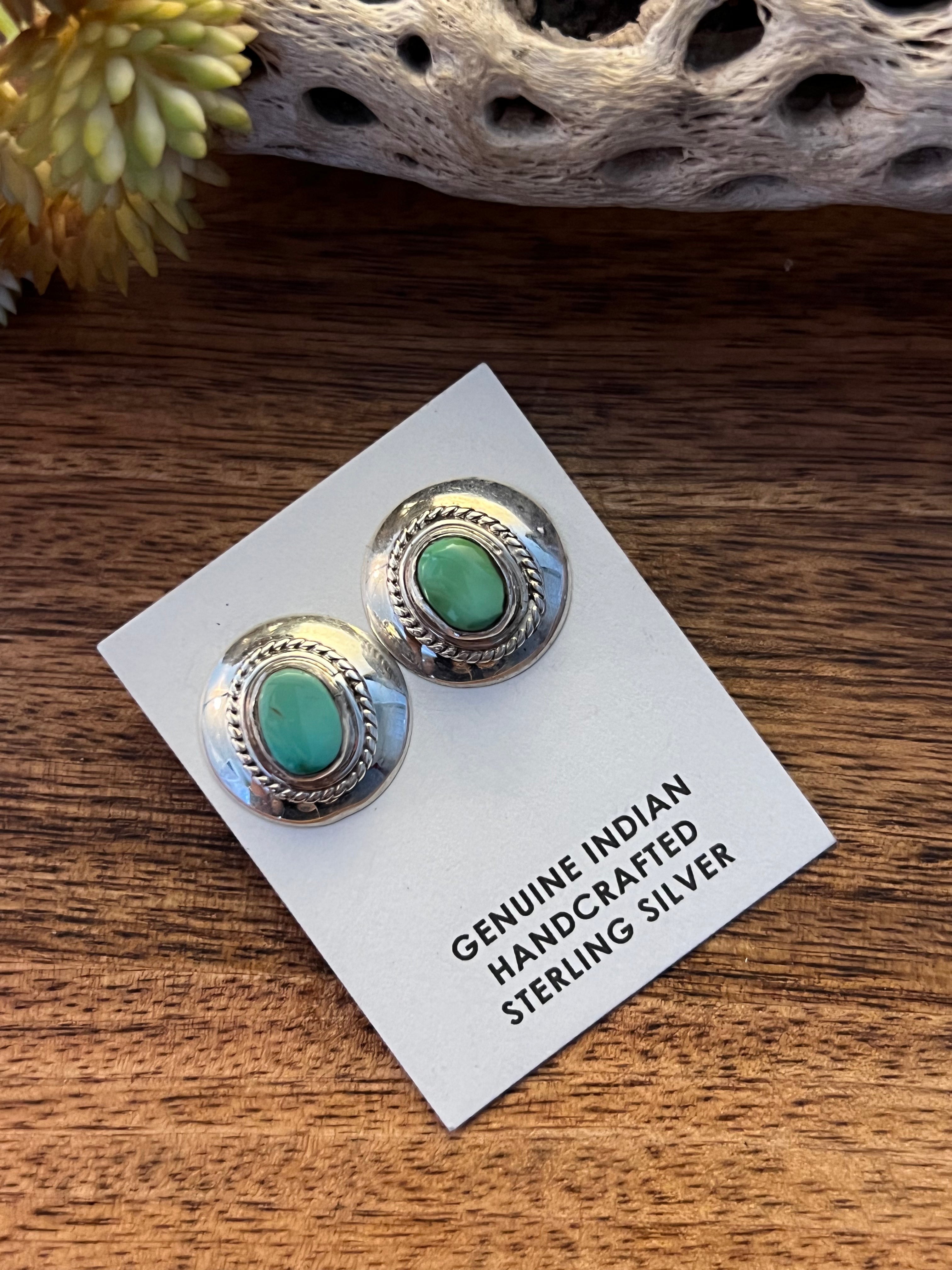 Patrick Skeets Natural Royston Turquoise & Sterling Silver Post Earrings