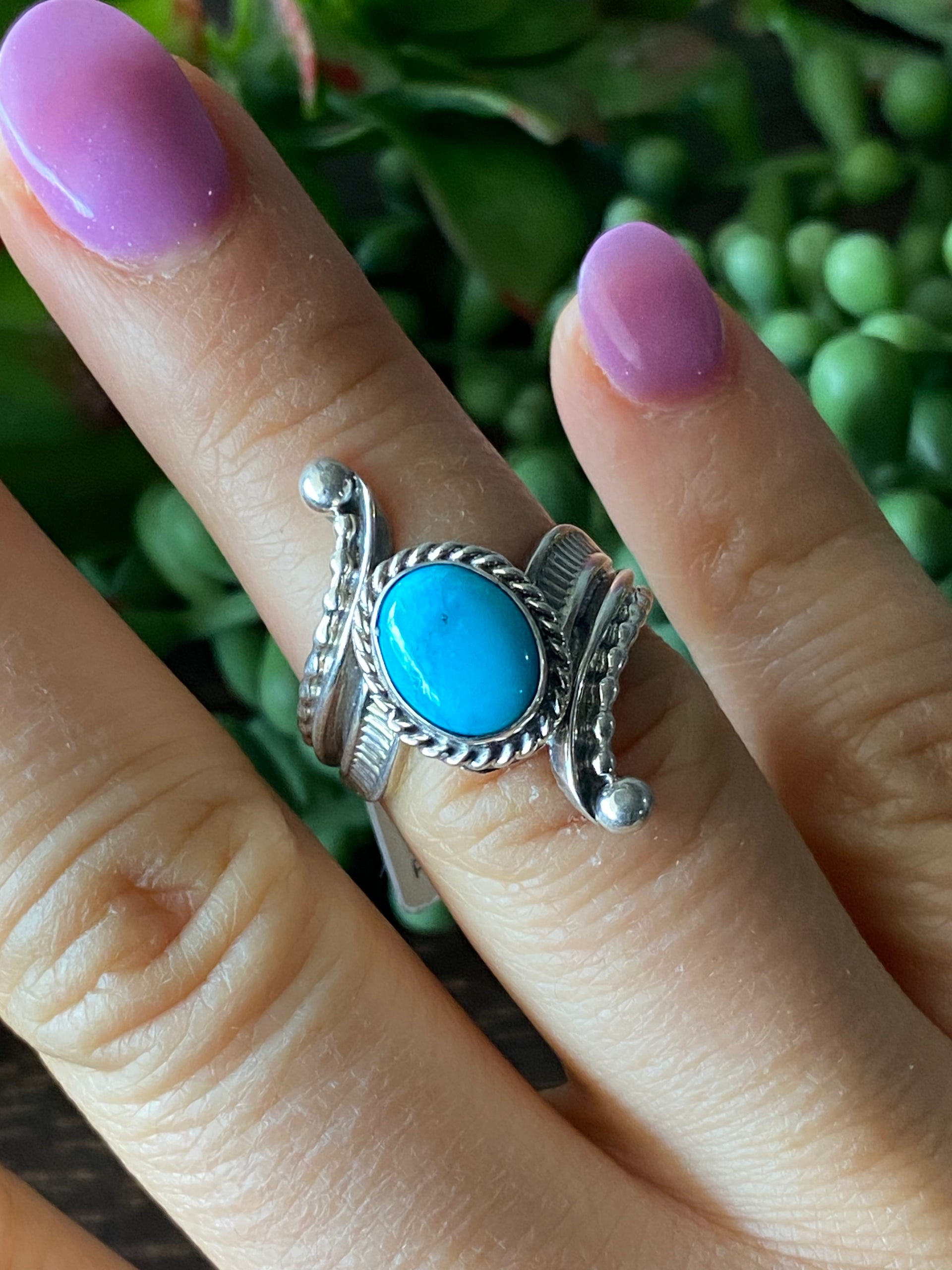 Thomas Yazzie Turquoise & Sterling Silver Ring Size 6.75