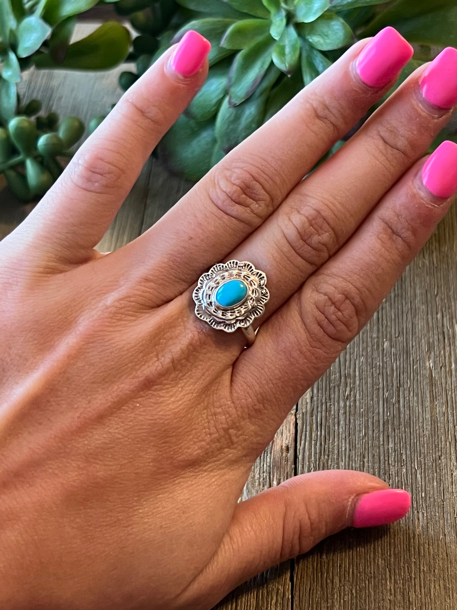 Larry Yazzie Sleeping Beauty & Sterling Silver Ring