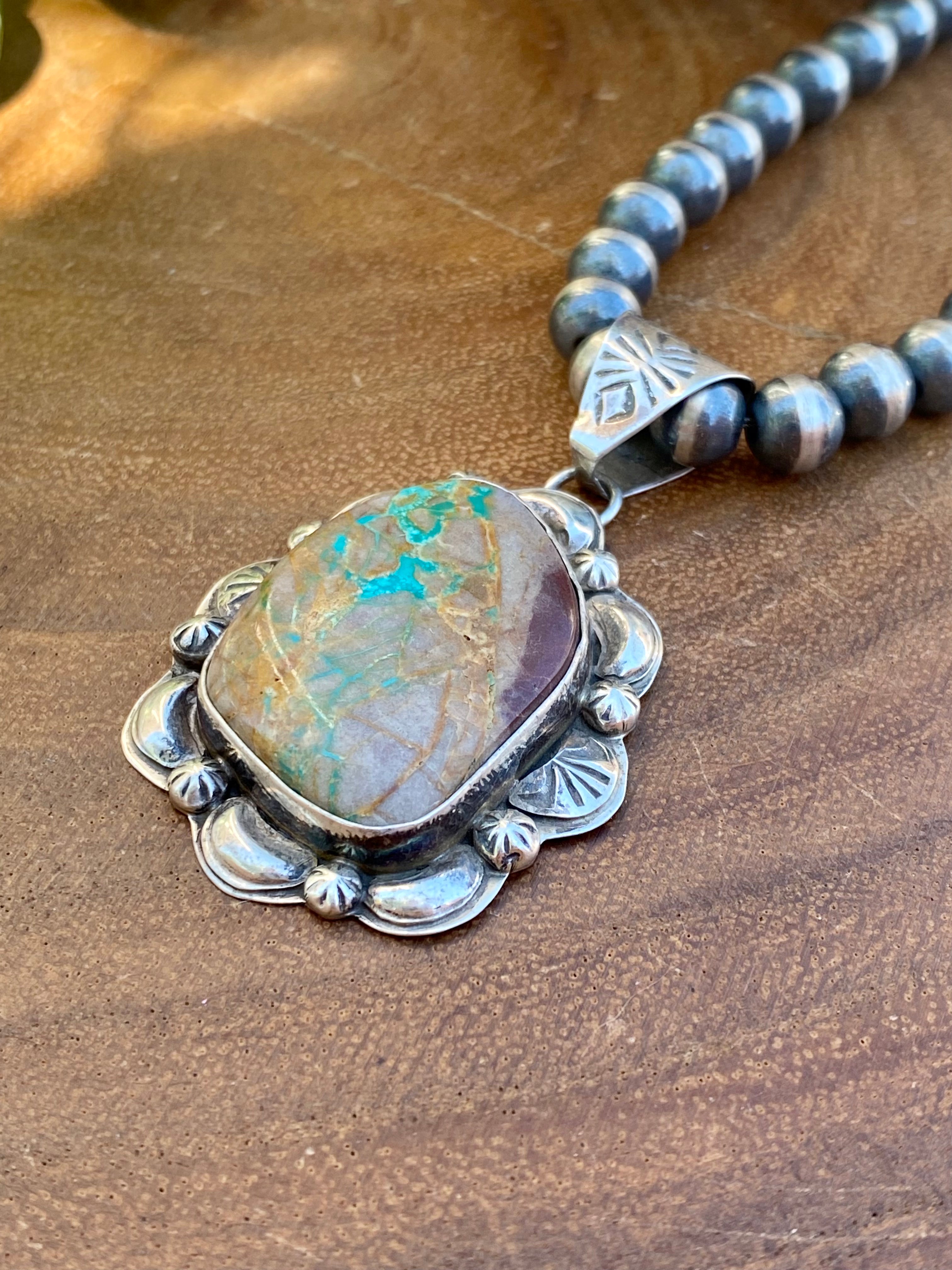 Alice Johnson Boulder Turquoise & Sterling Silver Pendant