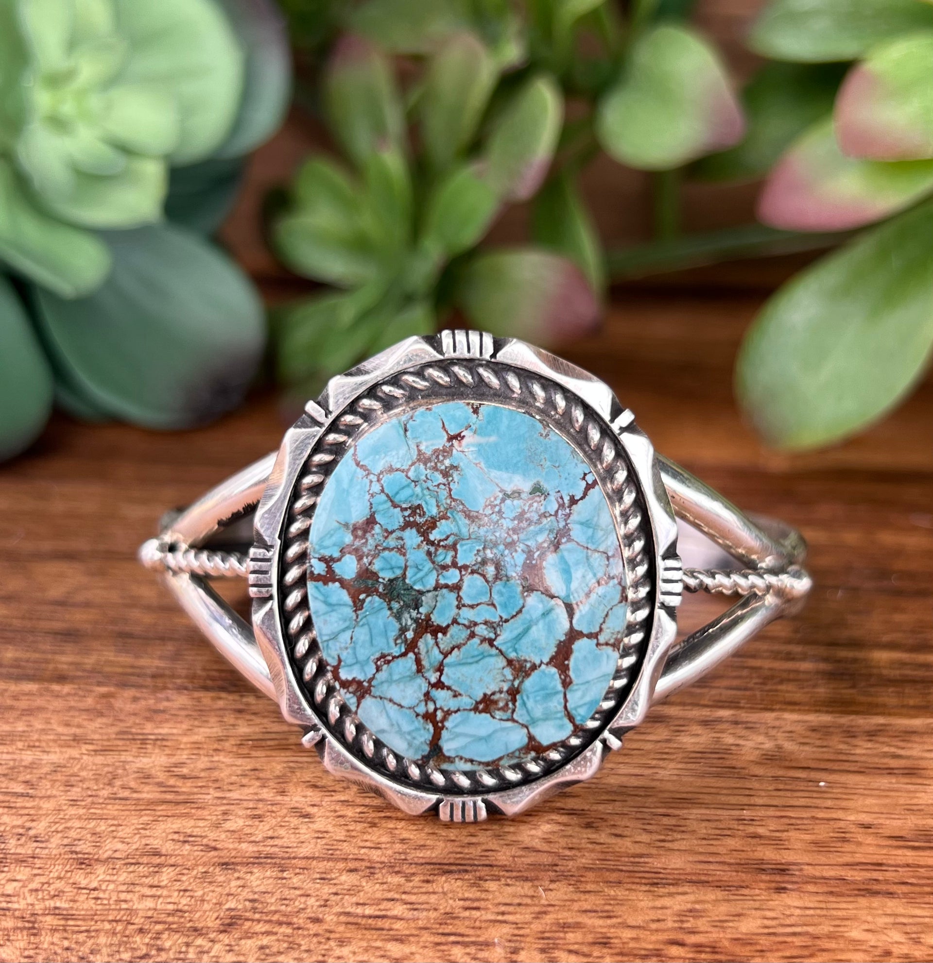 Eddie Secatero Persian Turquoise & Sterling Silver Cuff Bracelet