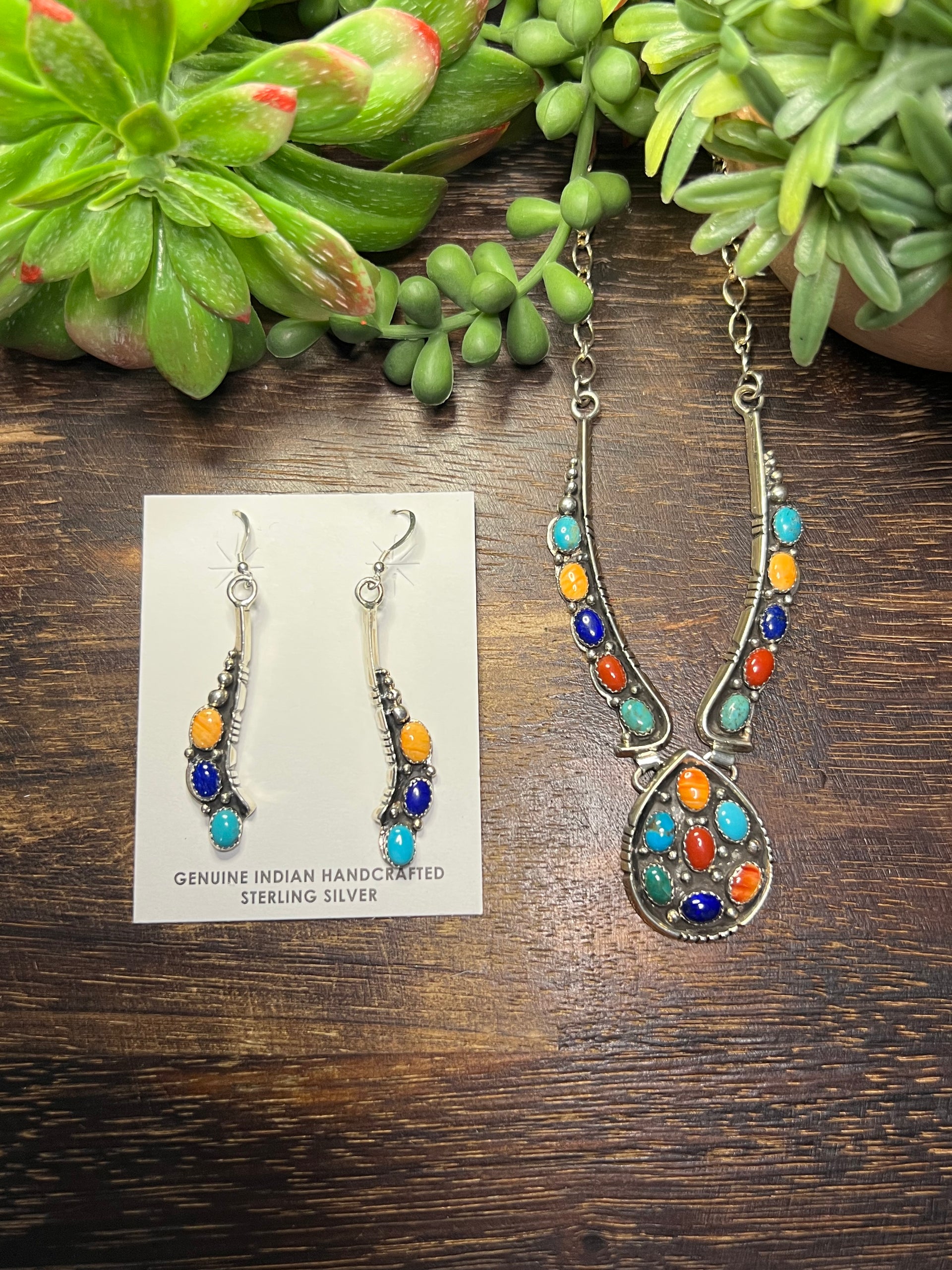 Emer Thompson Multi Stone & Sterling Silver Cluster Necklace Set