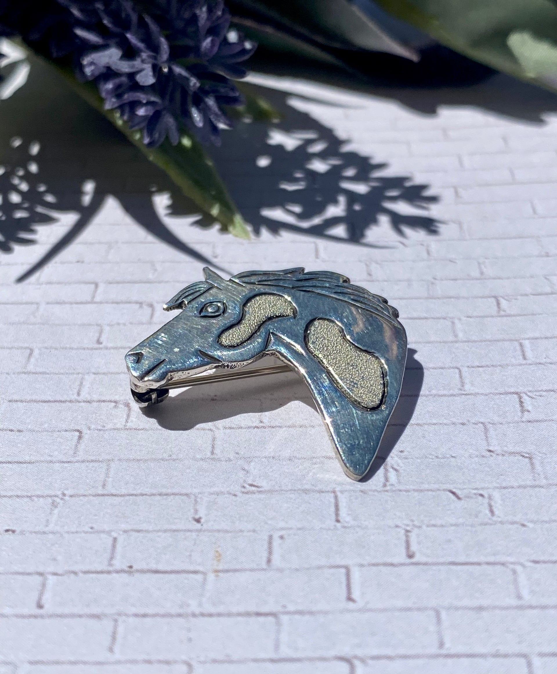 Navajo Made Sterling Silver Horse Pin