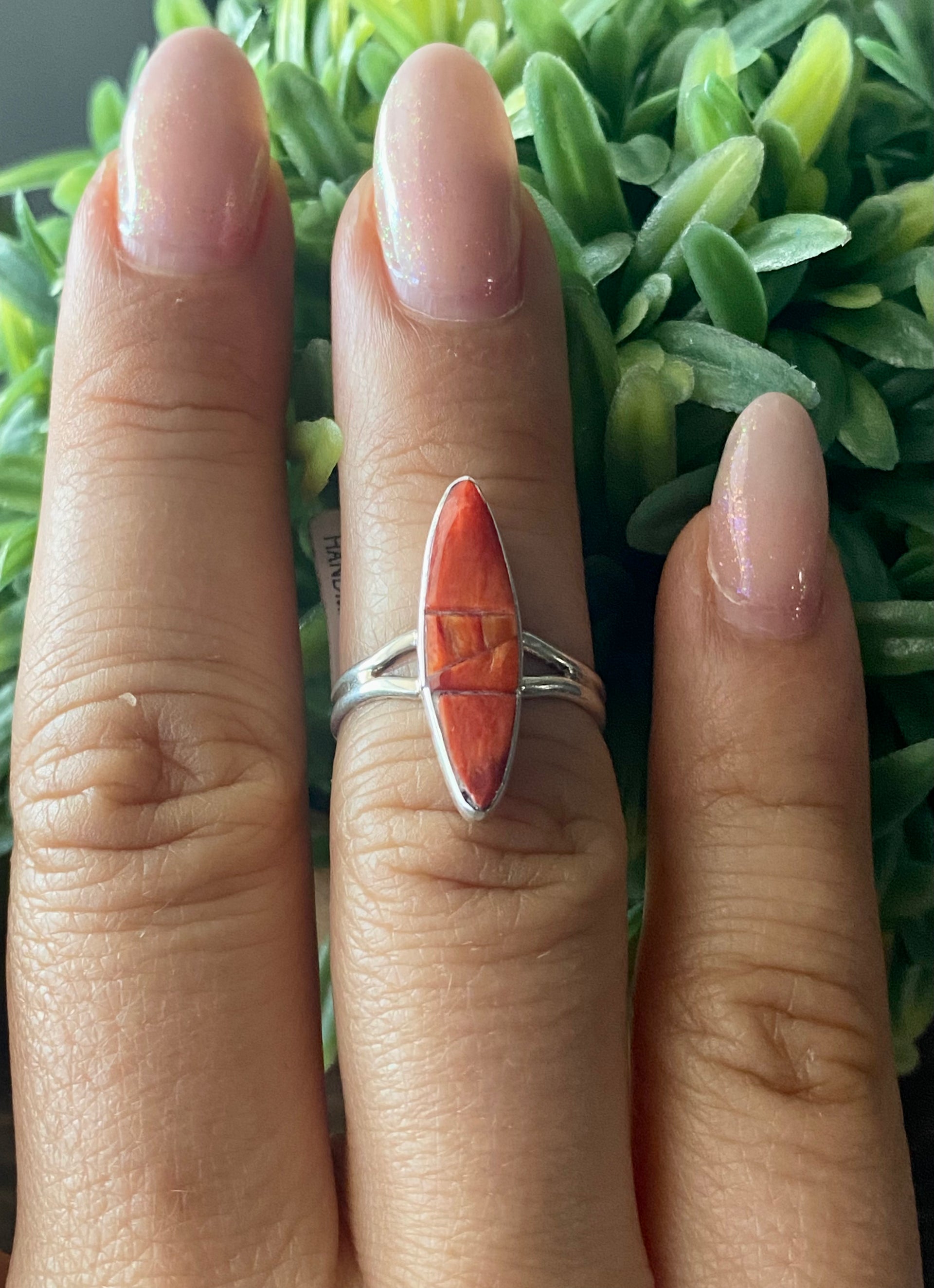Germane Smith Spiny Oys & Sterling Silver Cobblestone Ring Size 7