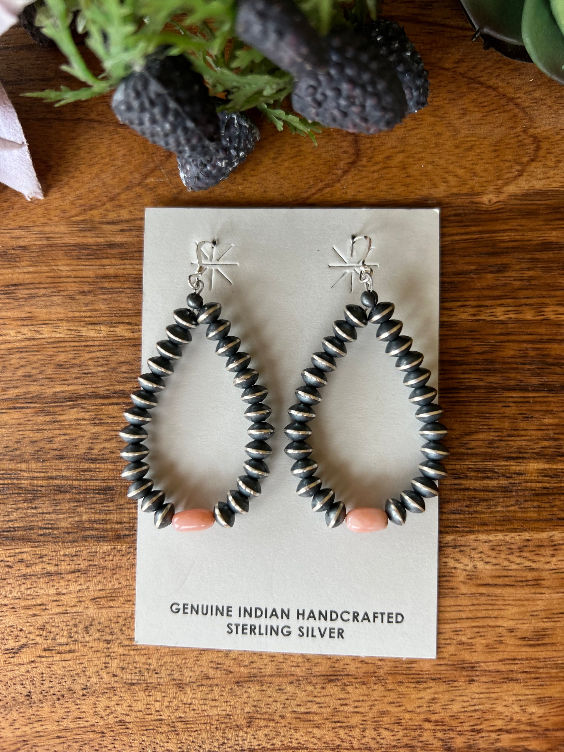 Navajo Strung Pink Peruvian Opal & Sterling Silver Pearl Dangles