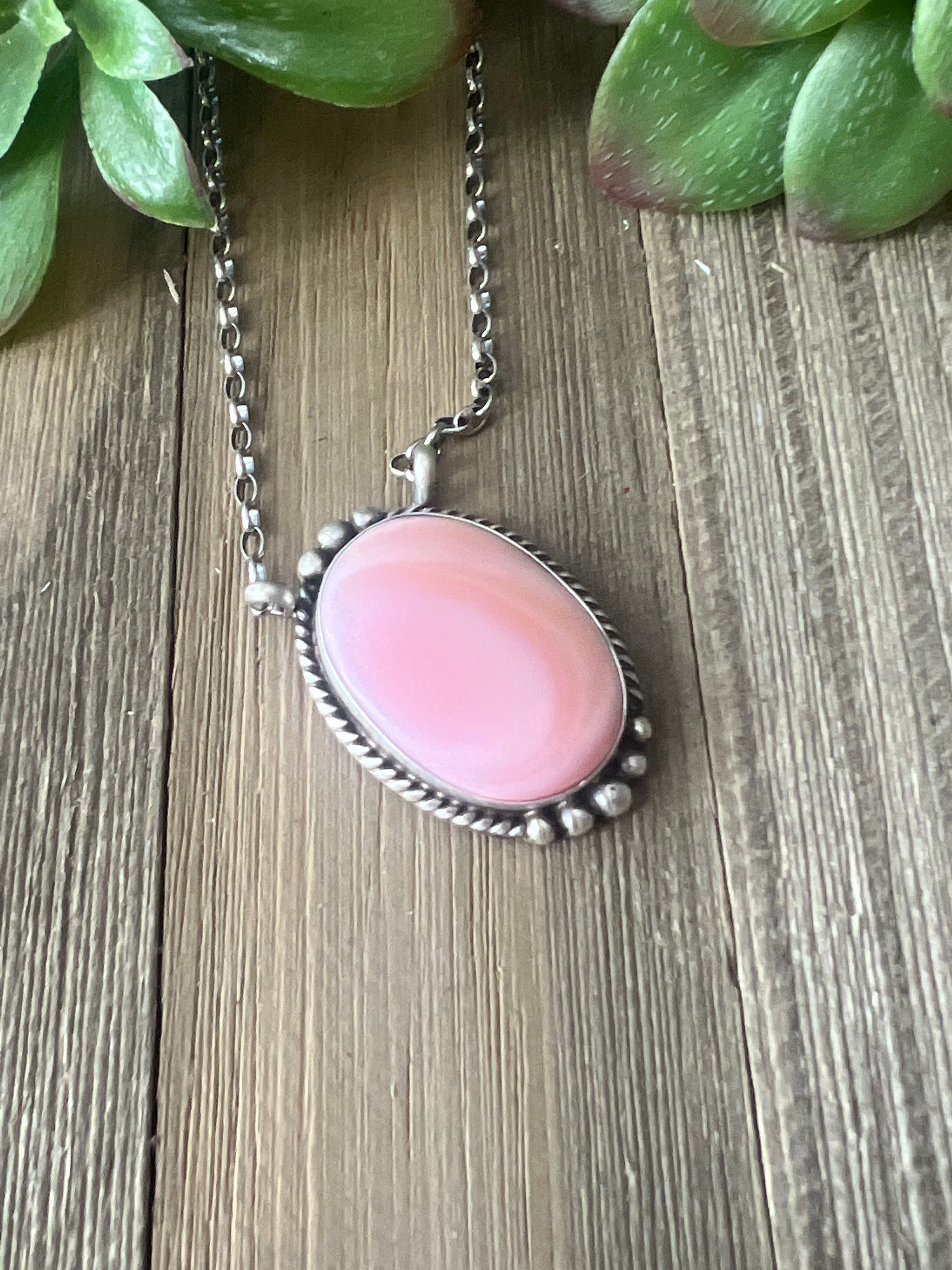 Alfred Martinez Pink Conch & Sterling Silver Necklace