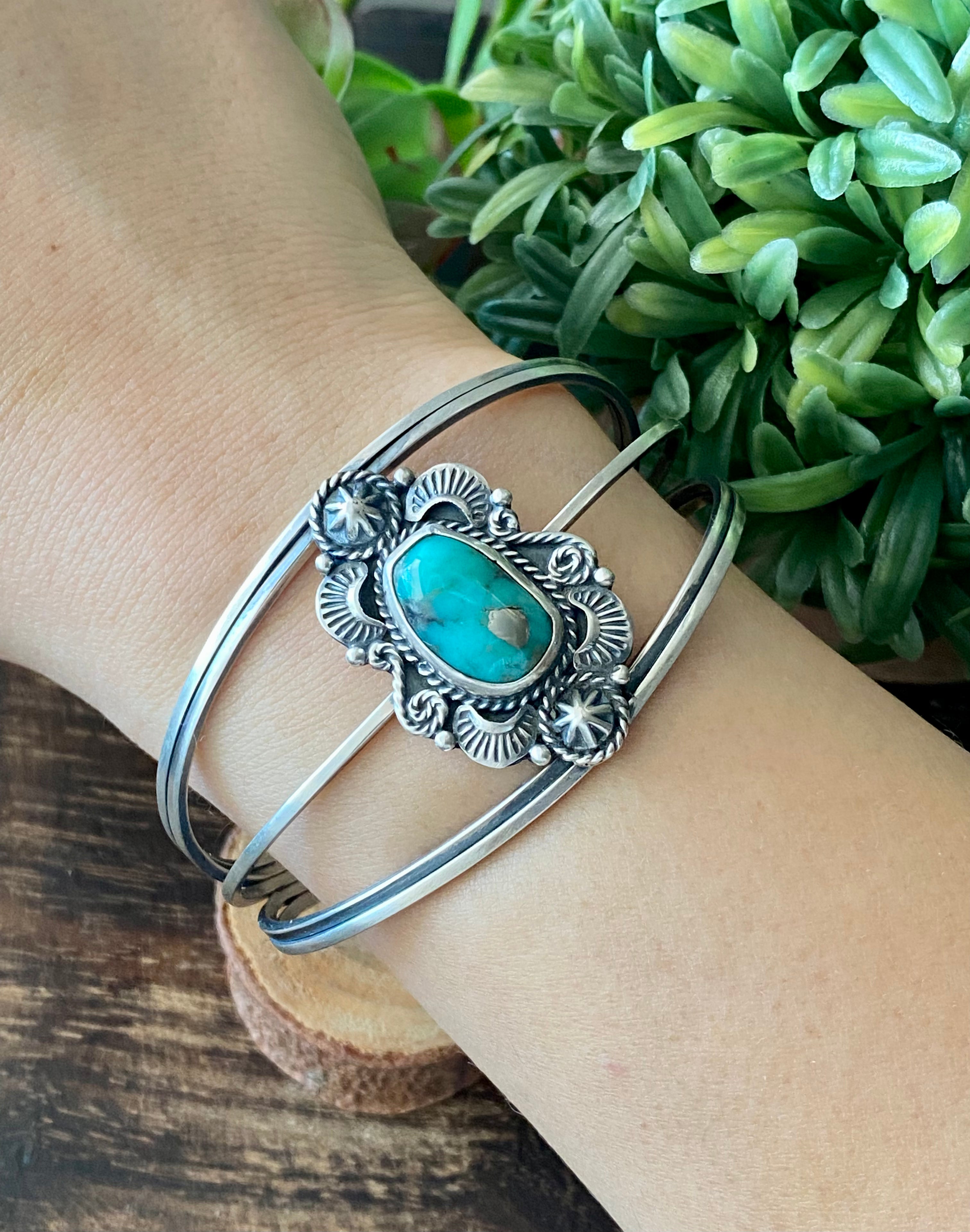 Larry Kay Kingman Turquoise & Sterling Silver Cuff Bracelet