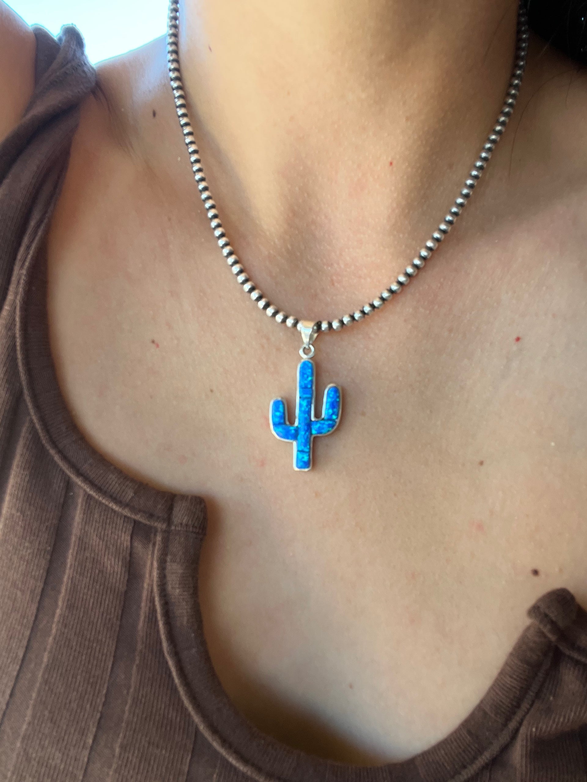 Allen Lee Blue Opal & Sterling Silver Cobblestone Pendant