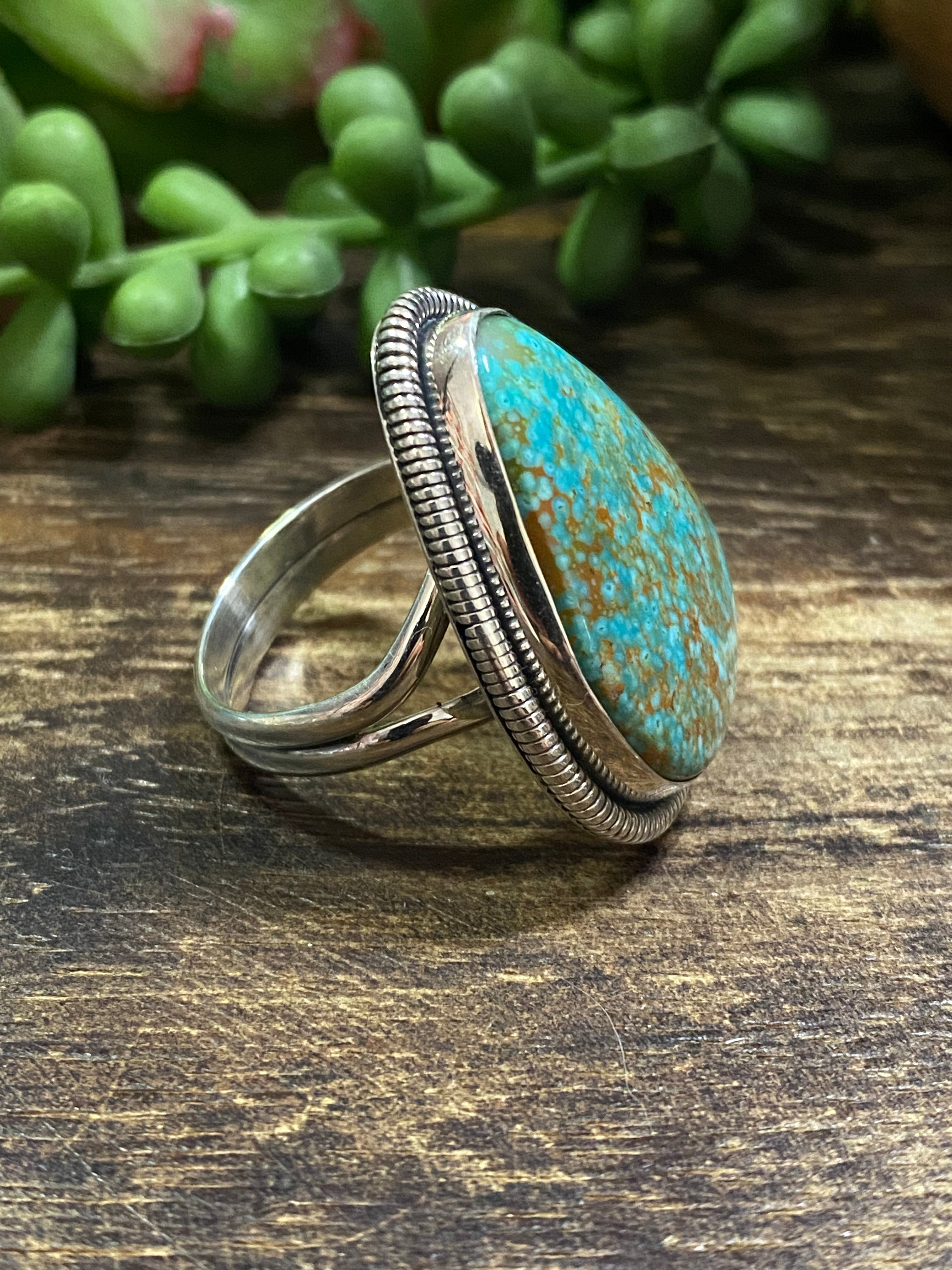 Wydell Billie Royston Turquoise & Sterling Silver Adjuatable Ring Size 9.25