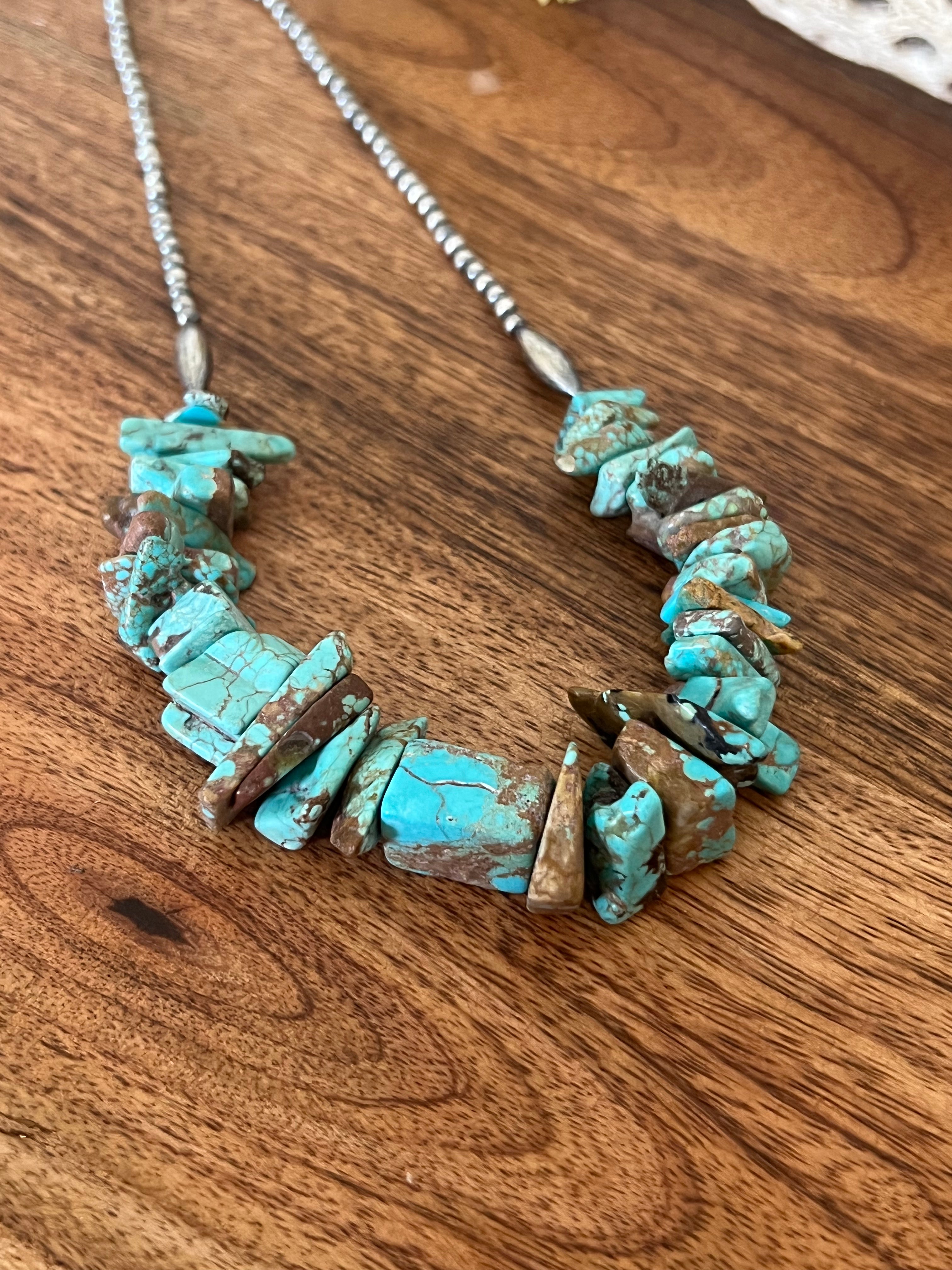 Navajo Made #8 Turquoise & Sterling Silver Necklace