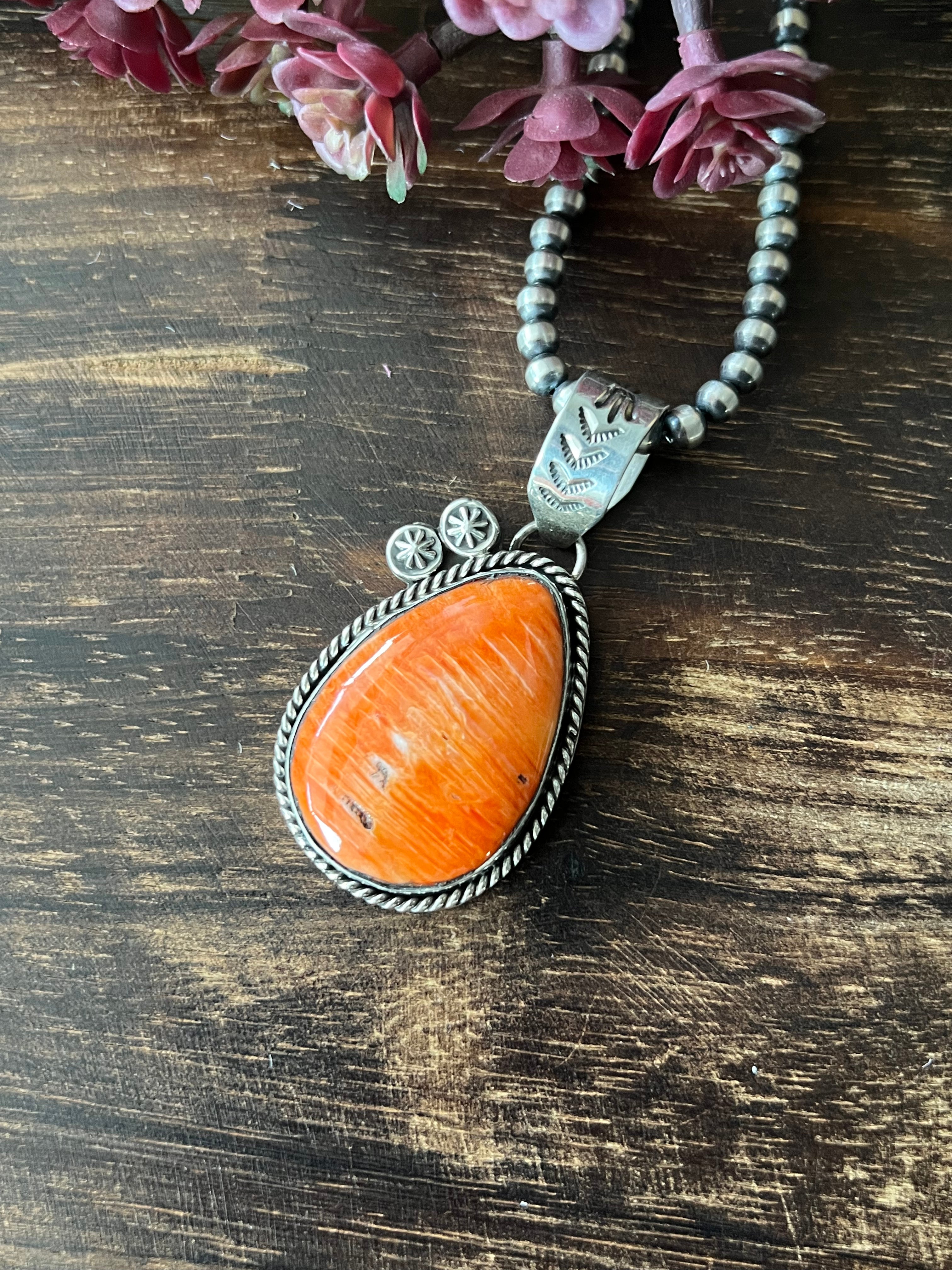 Navajo Spiny Oyster & Sterling Silver Pendant