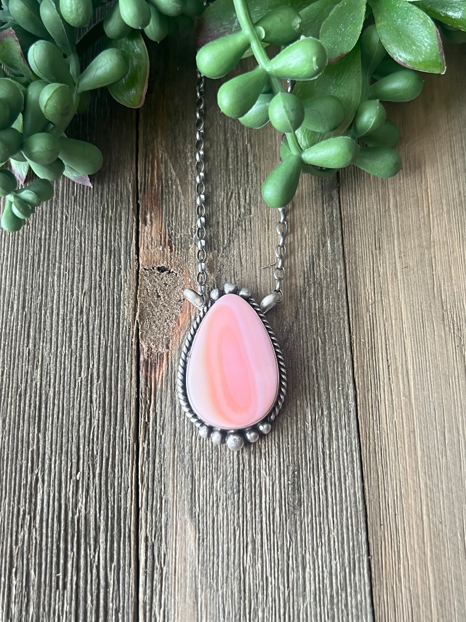 Alfred Martinez Pink Conch & Sterling Silver Necklace