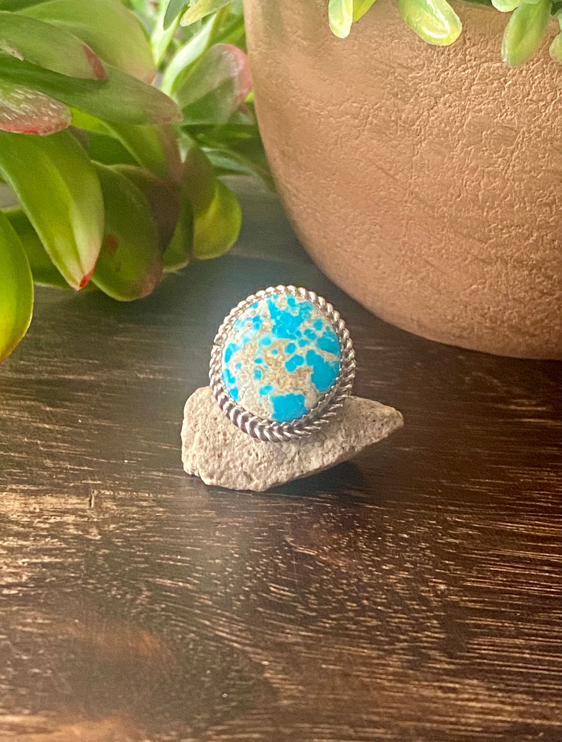 Reda Galvan South Hill Turquoise & Sterling Silver Ring Size 6.75