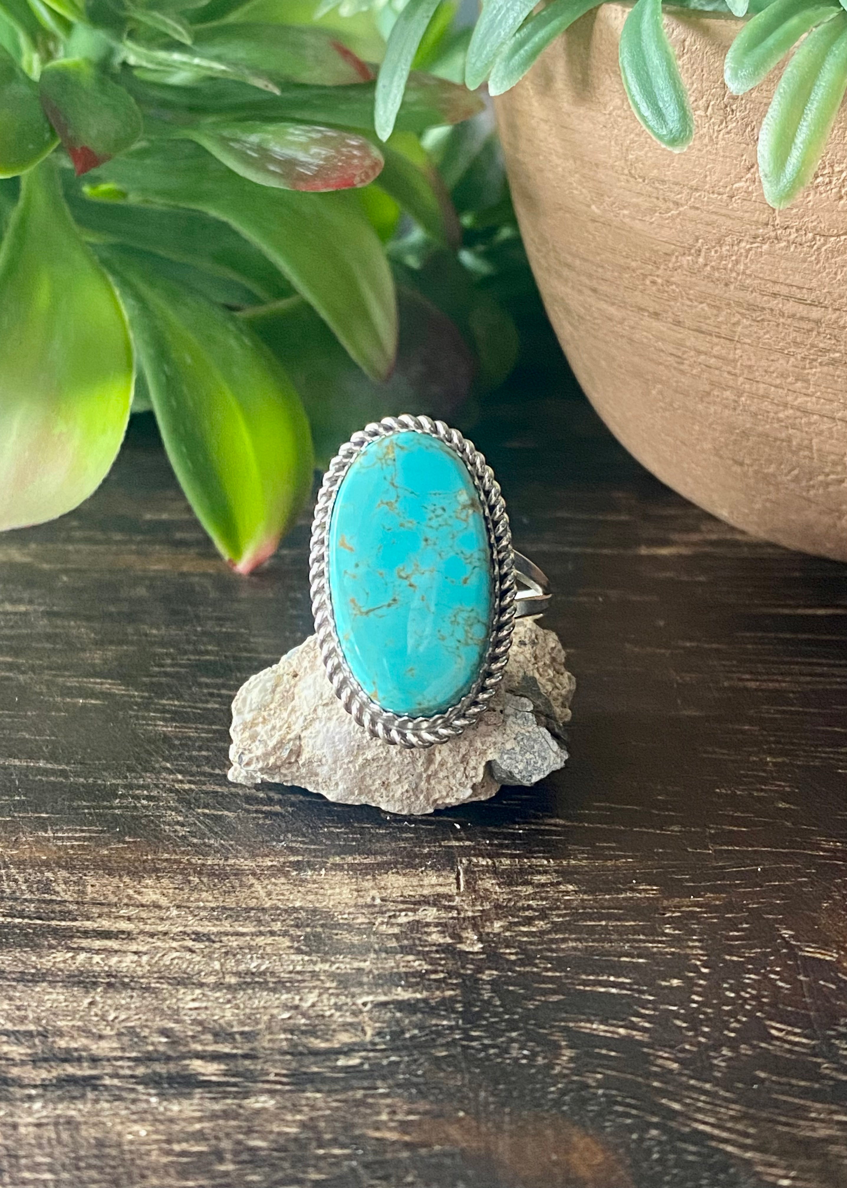 Reda Galvan Royston Turquoise & Sterling Silver Ring Size 7.75