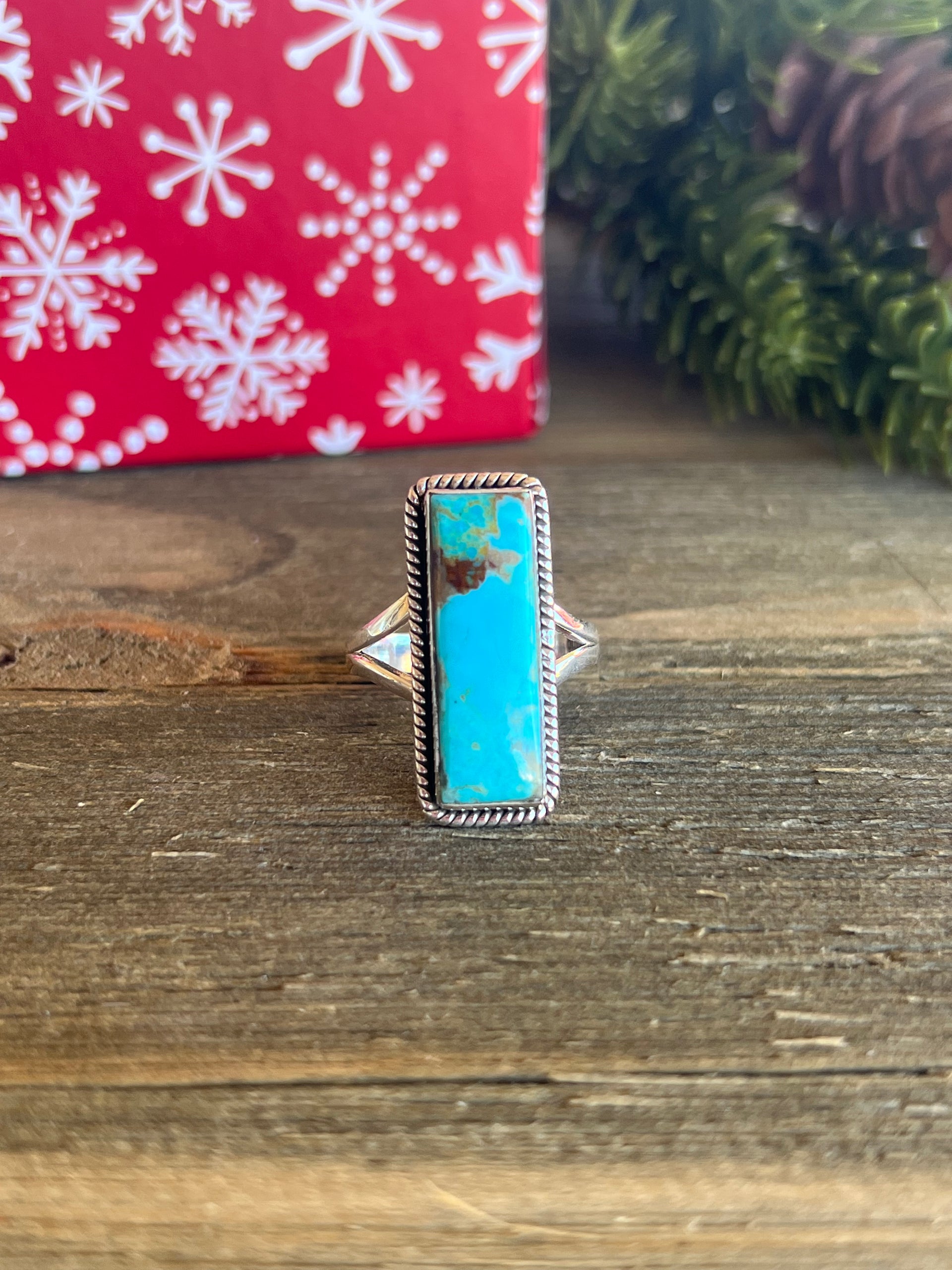 Southwest Made Mohave Kingman Turquoise & Sterling Silver Ring Size 9.25