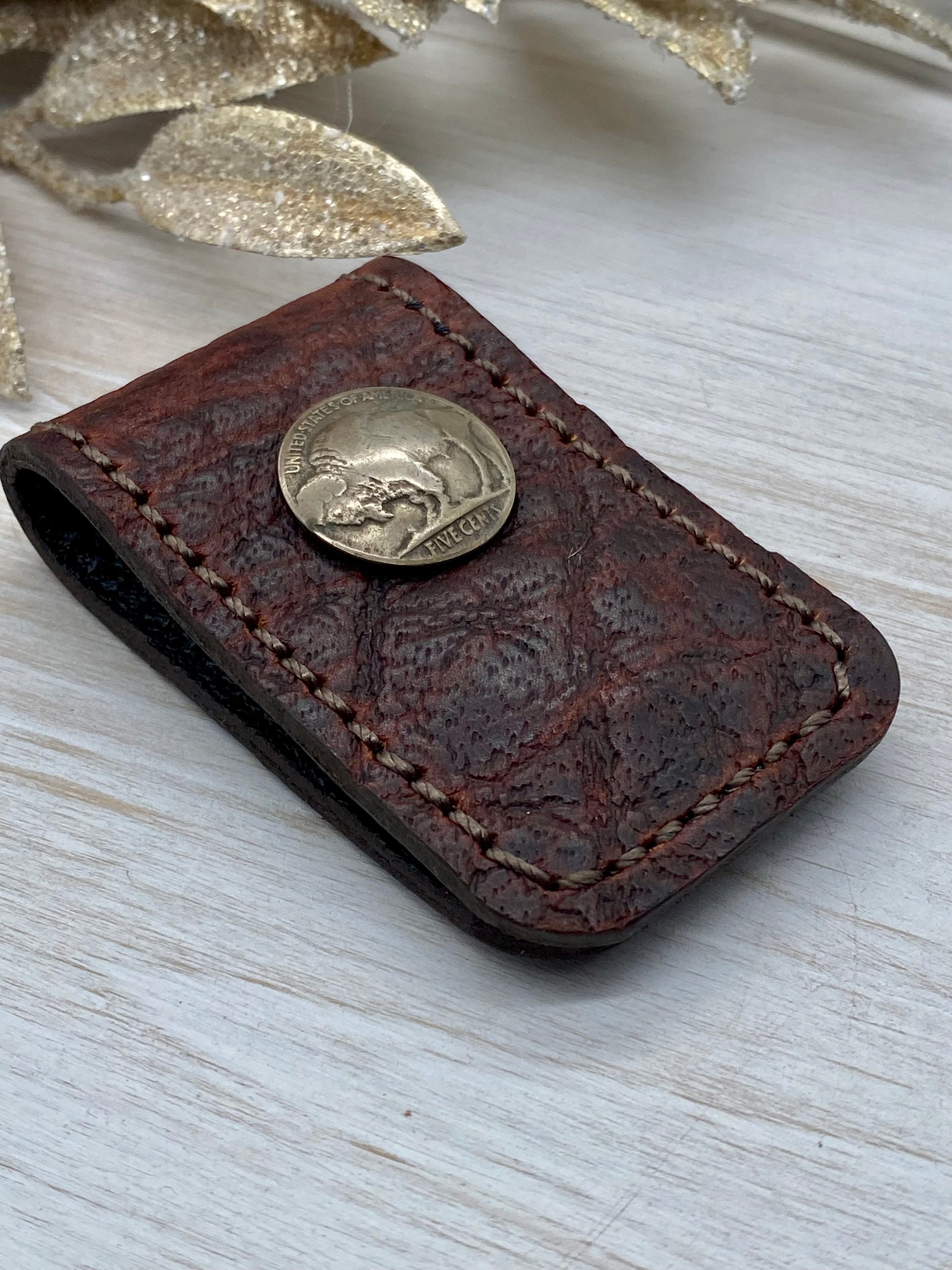 Greg Walters Leather Buffalo Money Clip