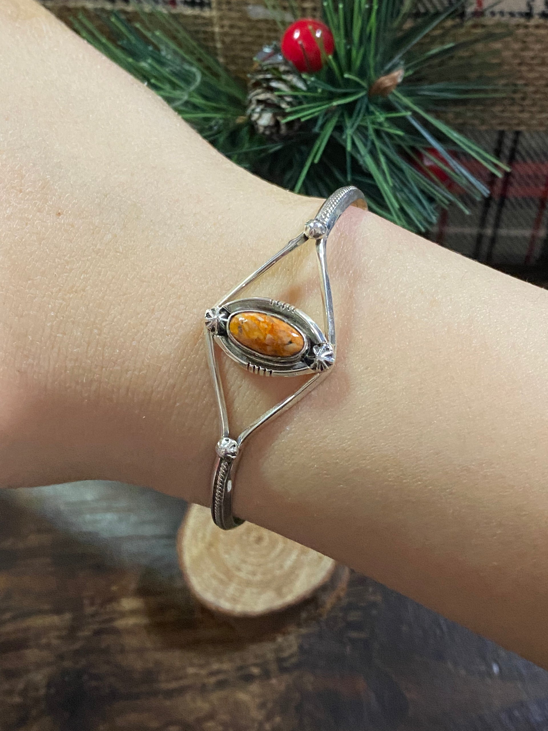Grace Kenneth Spiny Oys & Sterling Silver Cuff Bracelet