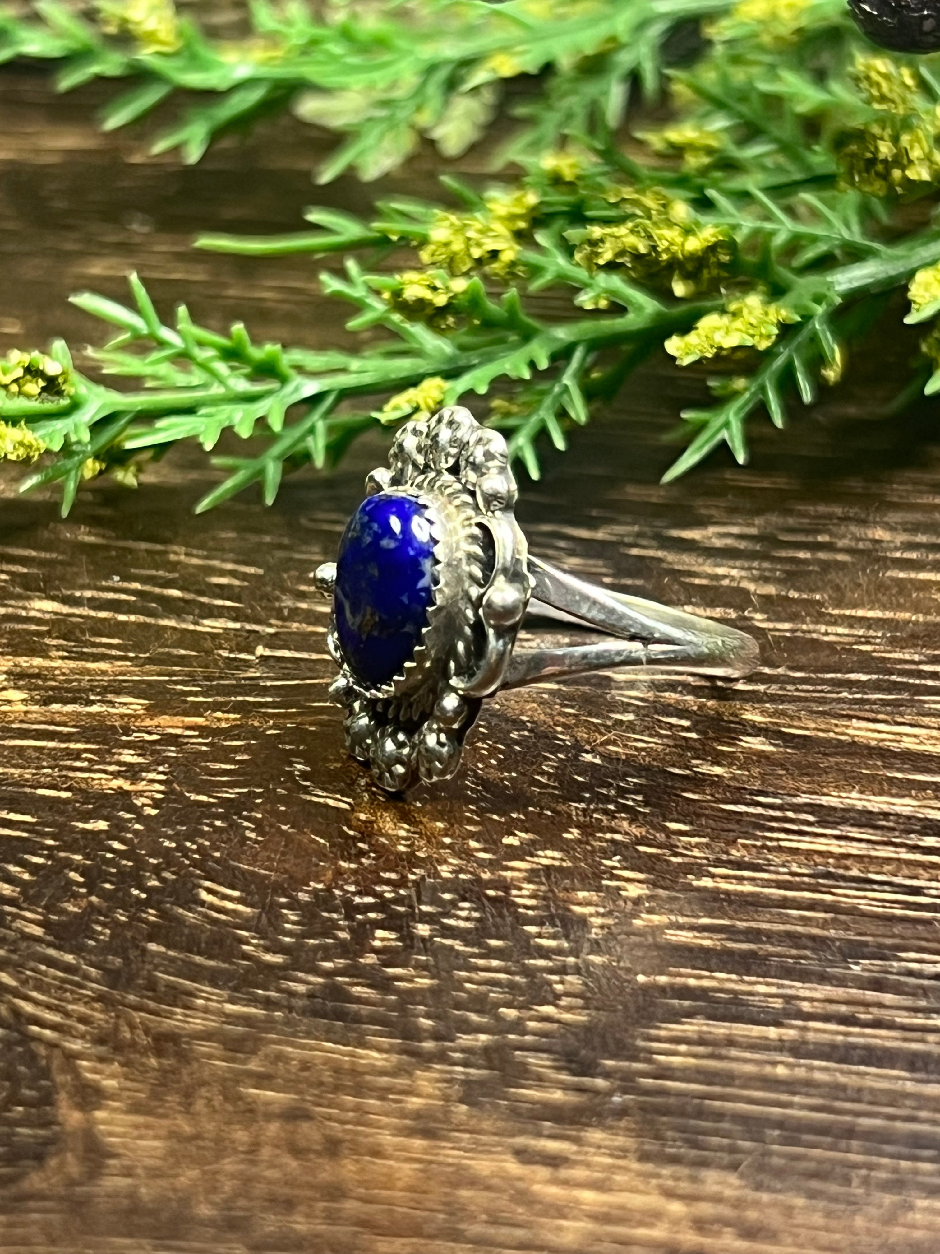 Freda Martinez Lapis & Sterling Silver Ring Size 7