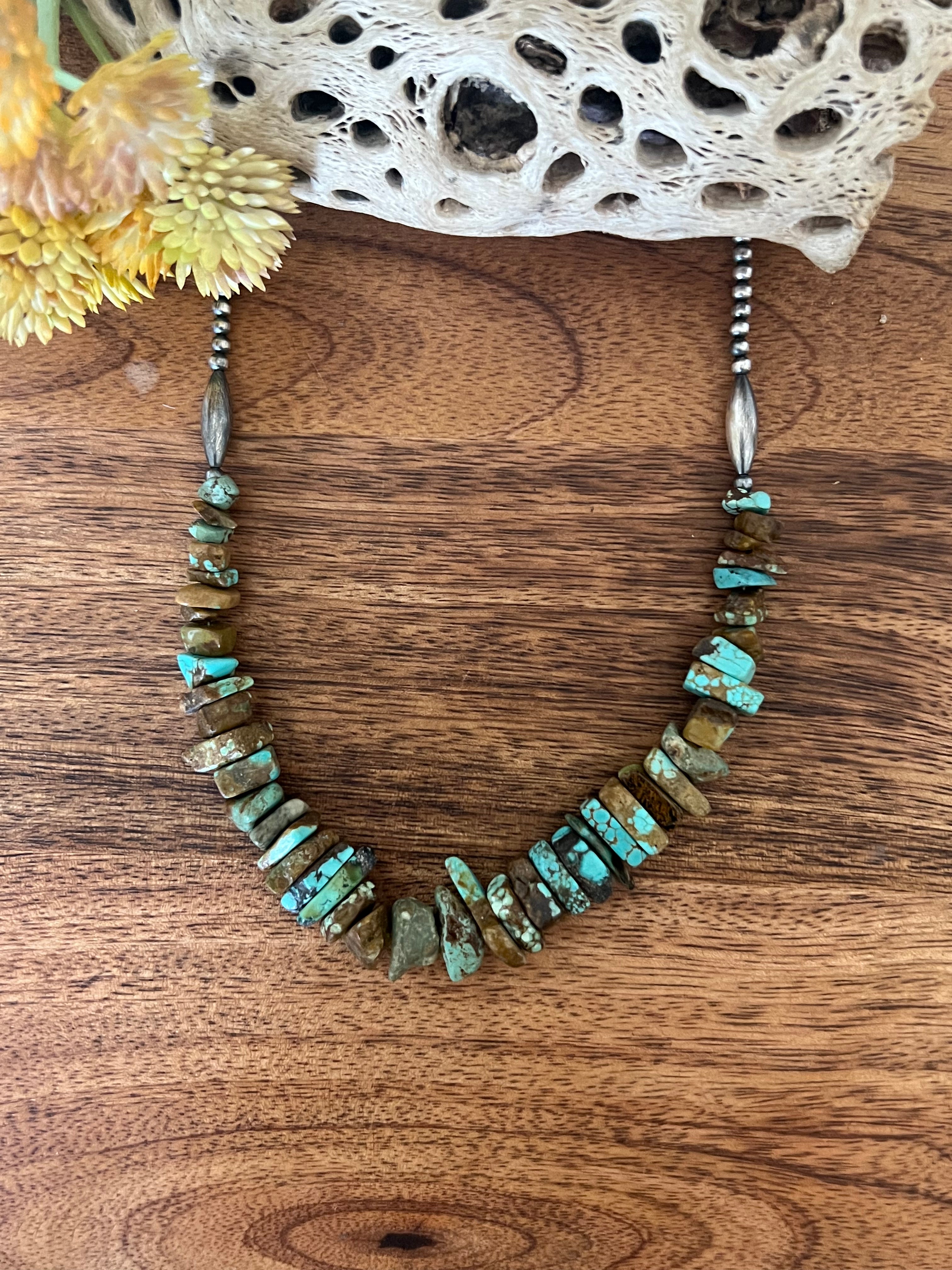 Navajo Made #8 Turquoise & Sterling Silver Necklace