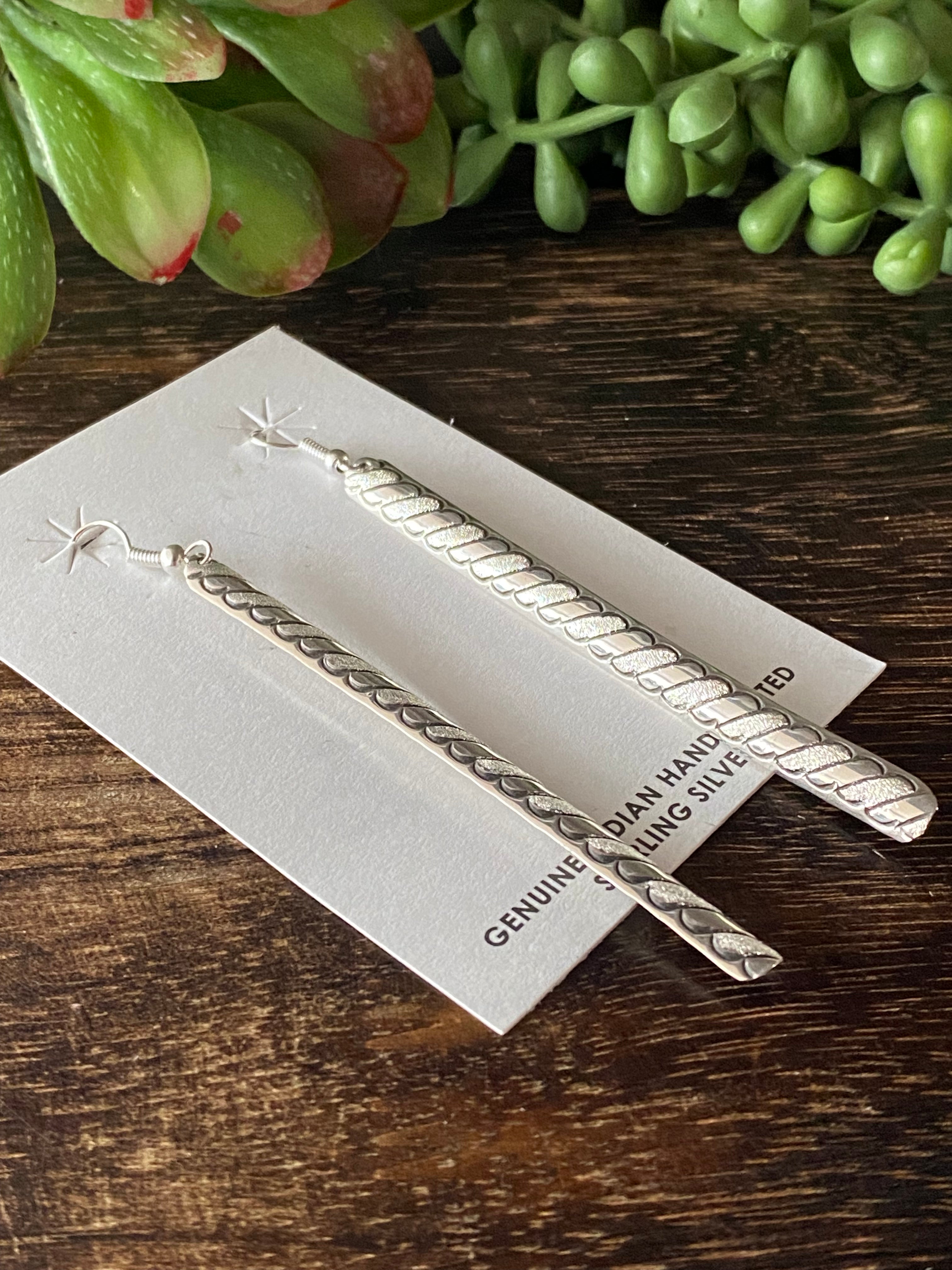 Navajo Made Sterling Silver Dangle Earrings