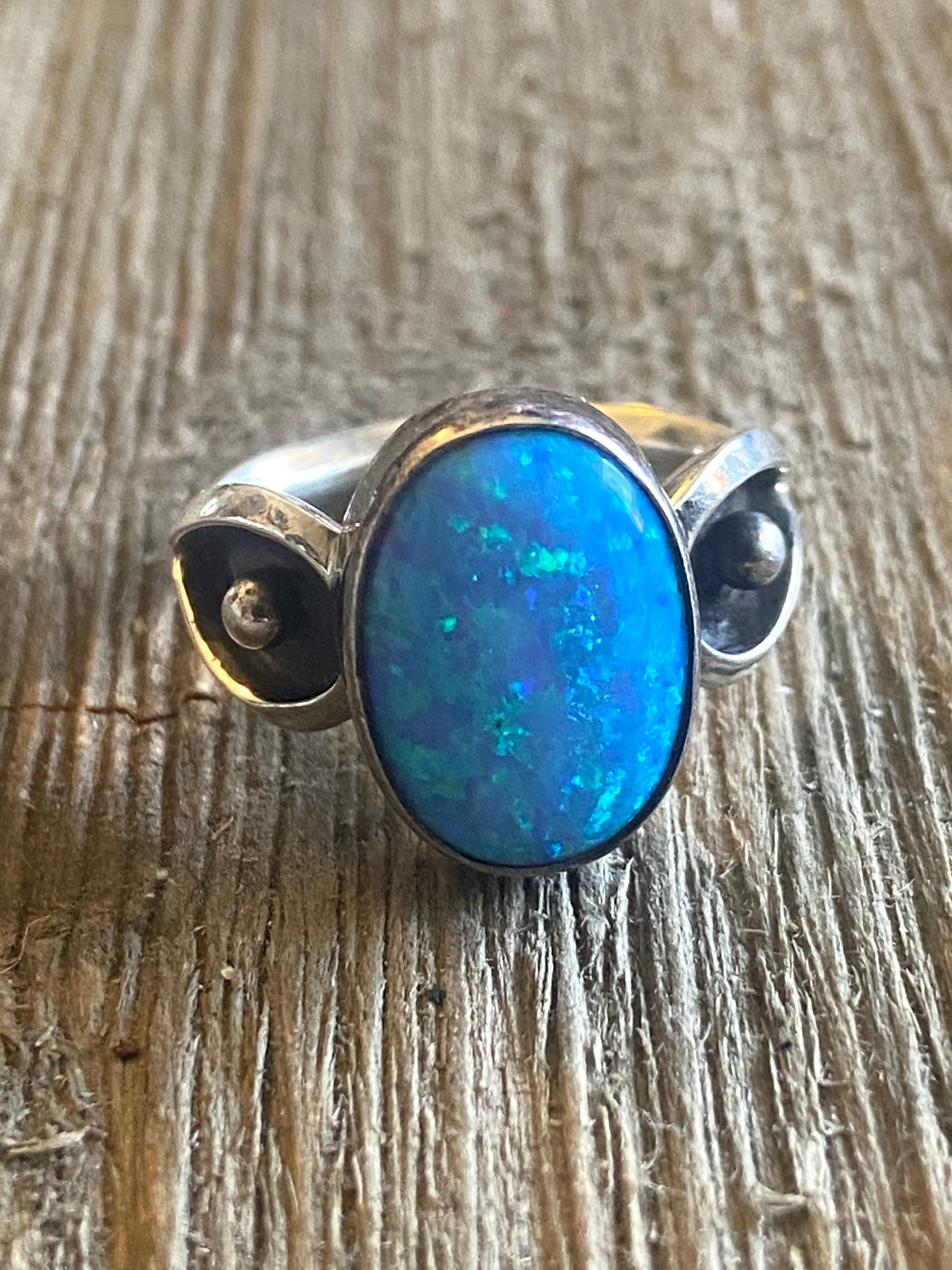 Navajo Opal & Sterling Silver Ring Size 6.25