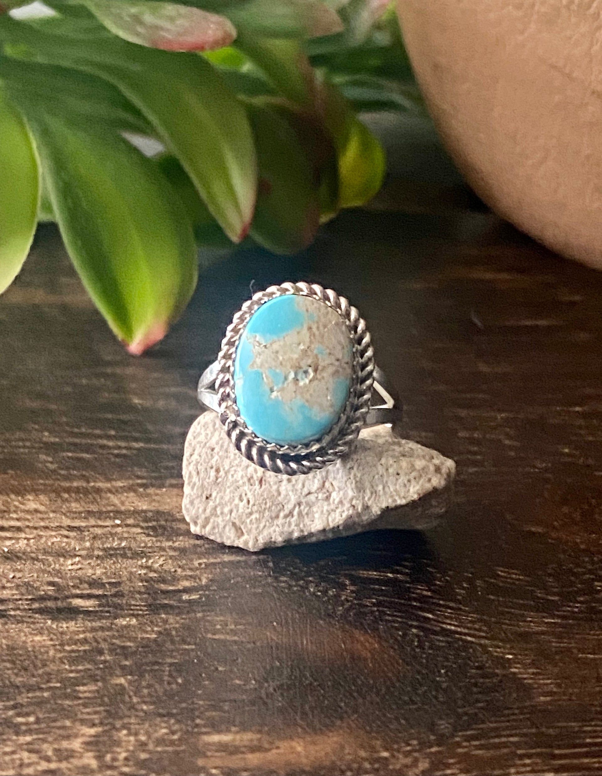 Reda Galvan South Hill Turquoise & Sterling Silver Ring Size 7.75