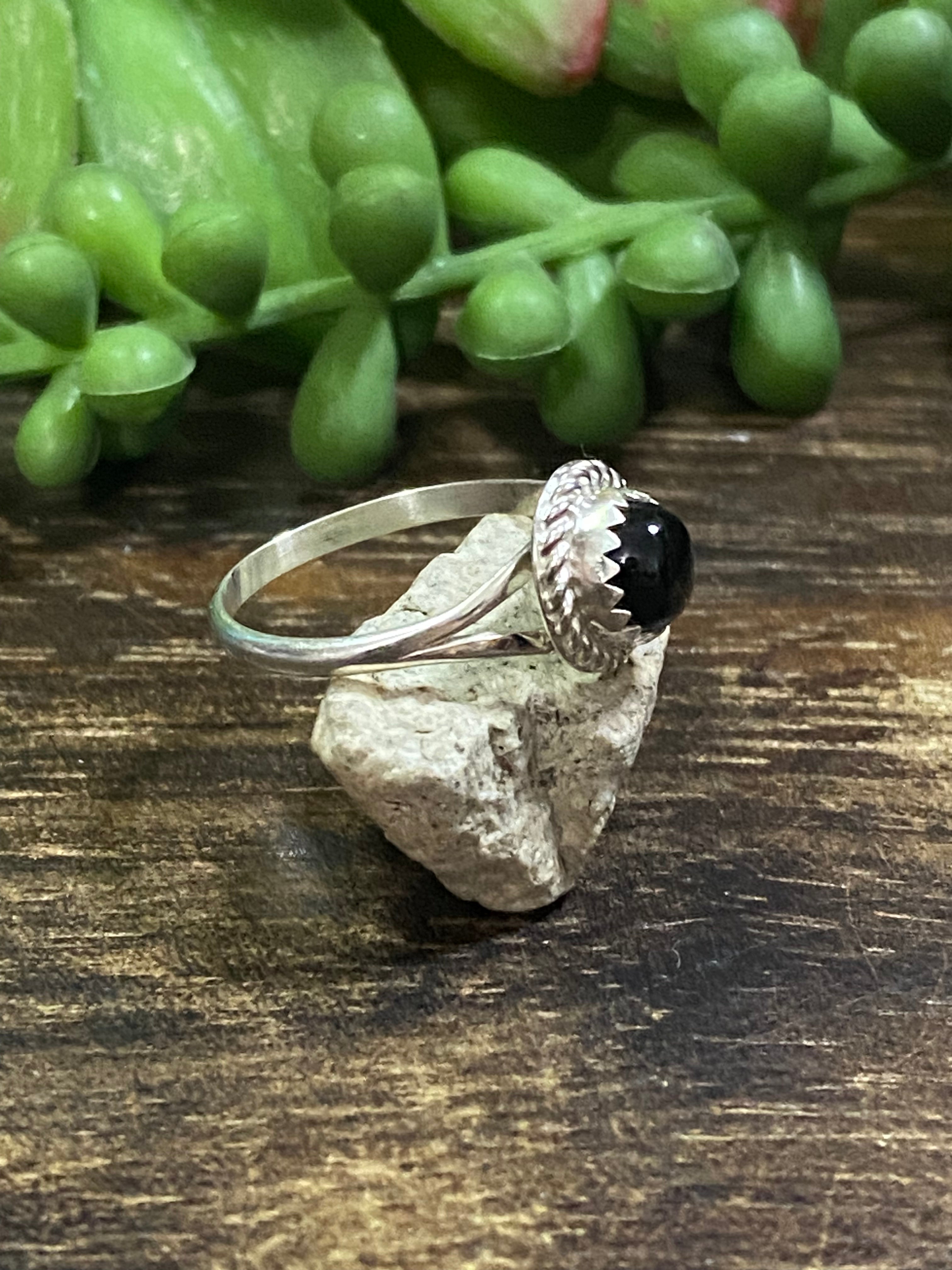 Navajo Made Onyx & Sterling Silver Ring