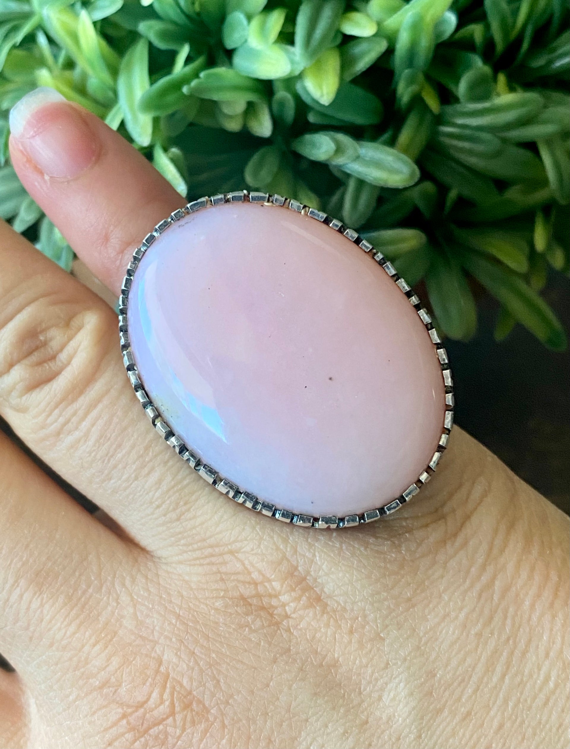 Alex Sanchez Pink Coral & Sterling Silver Ring Size 6.5