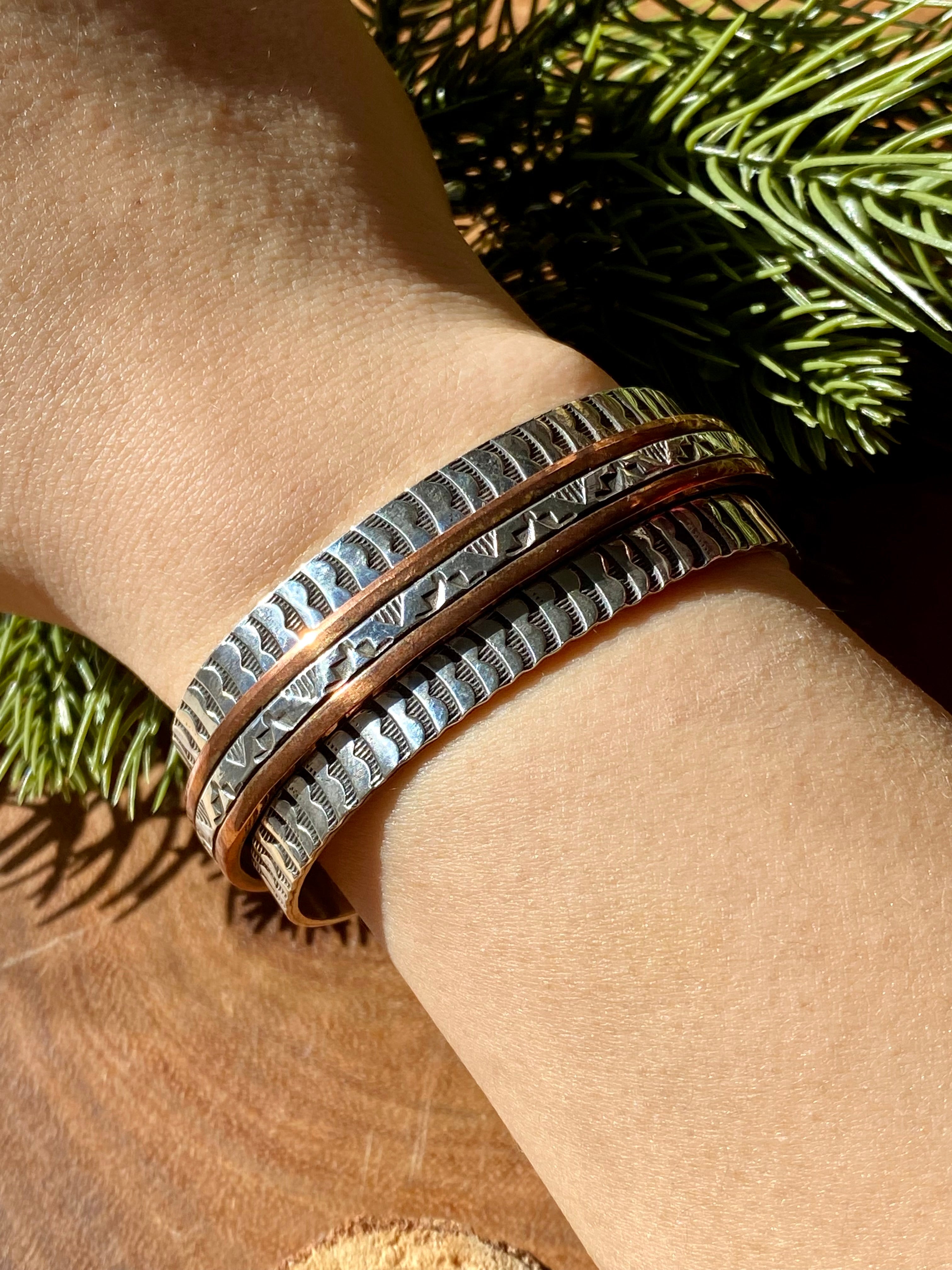 Navajo Made Copper & Sterling Silver Cuff Bracelet
