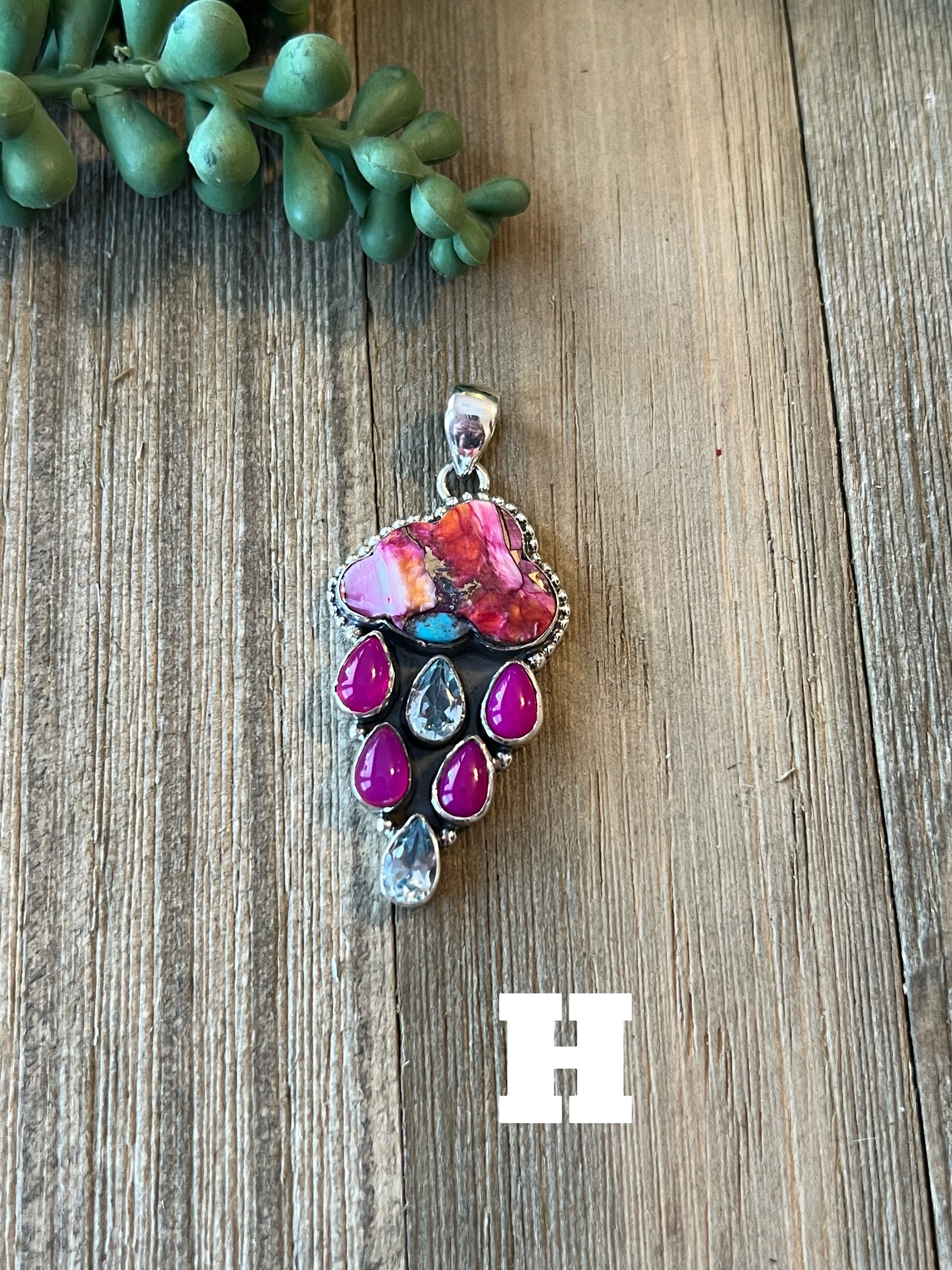 Southwest Made Multi Stone & Sterling Silver Rain Cloud Pendant