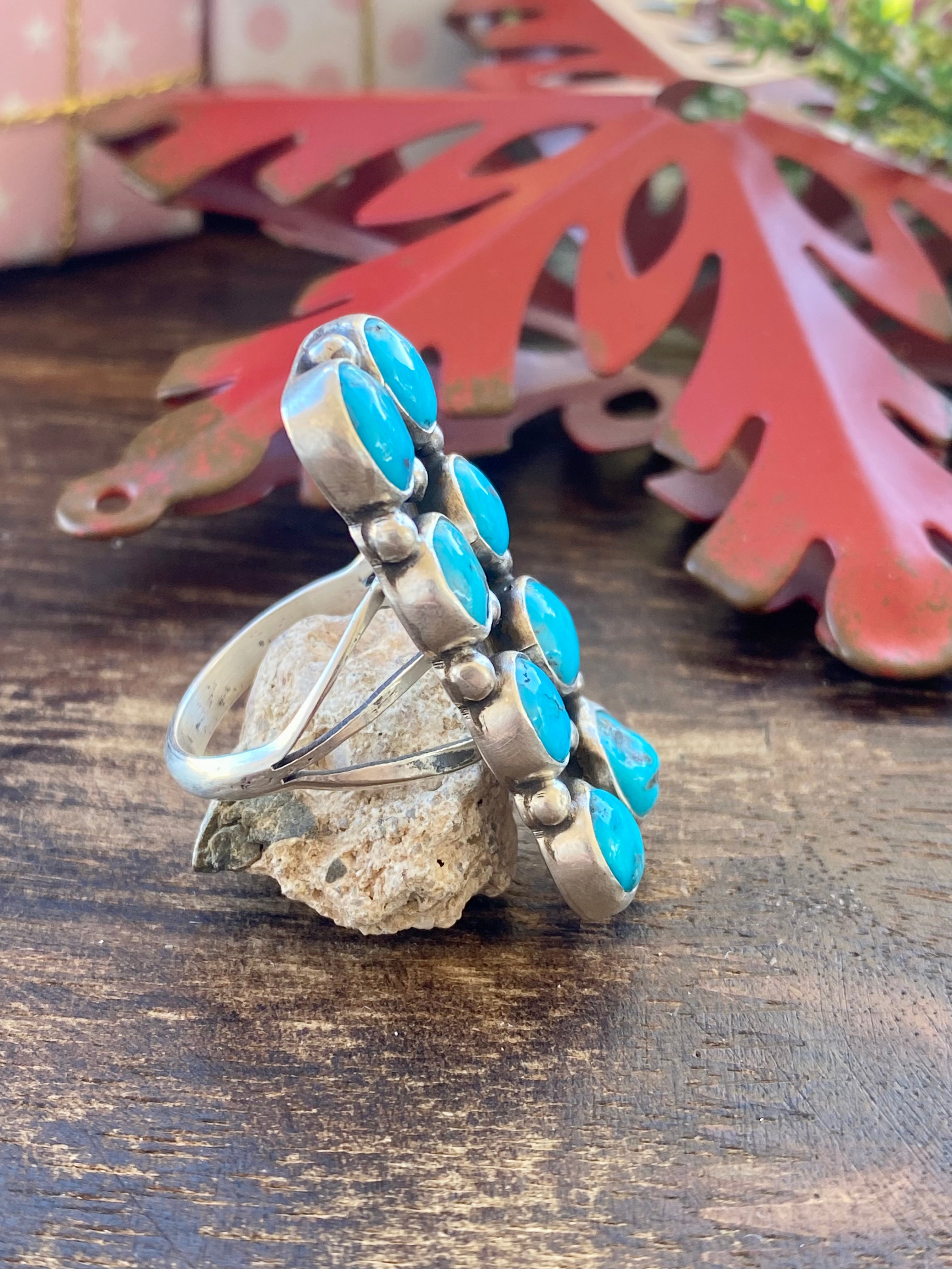 Navajo Made Kingman Turquoise & Sterling Silver Rings