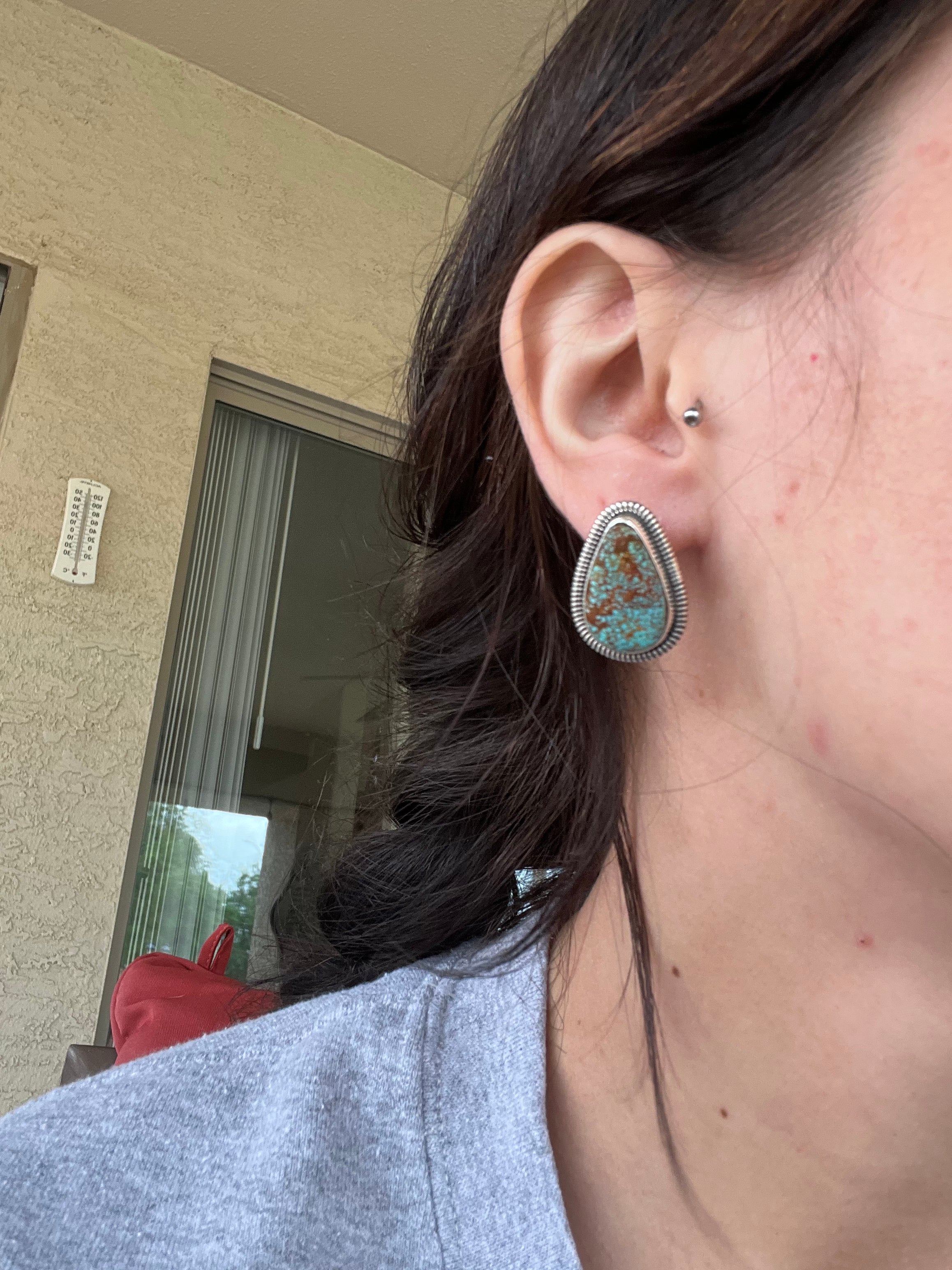 Wydelle Billie #8 Turquoise & Sterling Silver Post Earrings