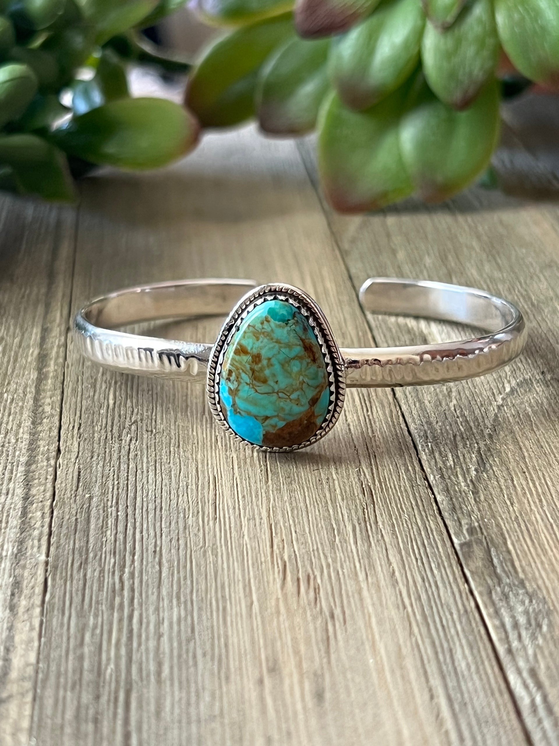 Southwest Made Kingman Turquoise & Sterling Silver Cuff Bracelet