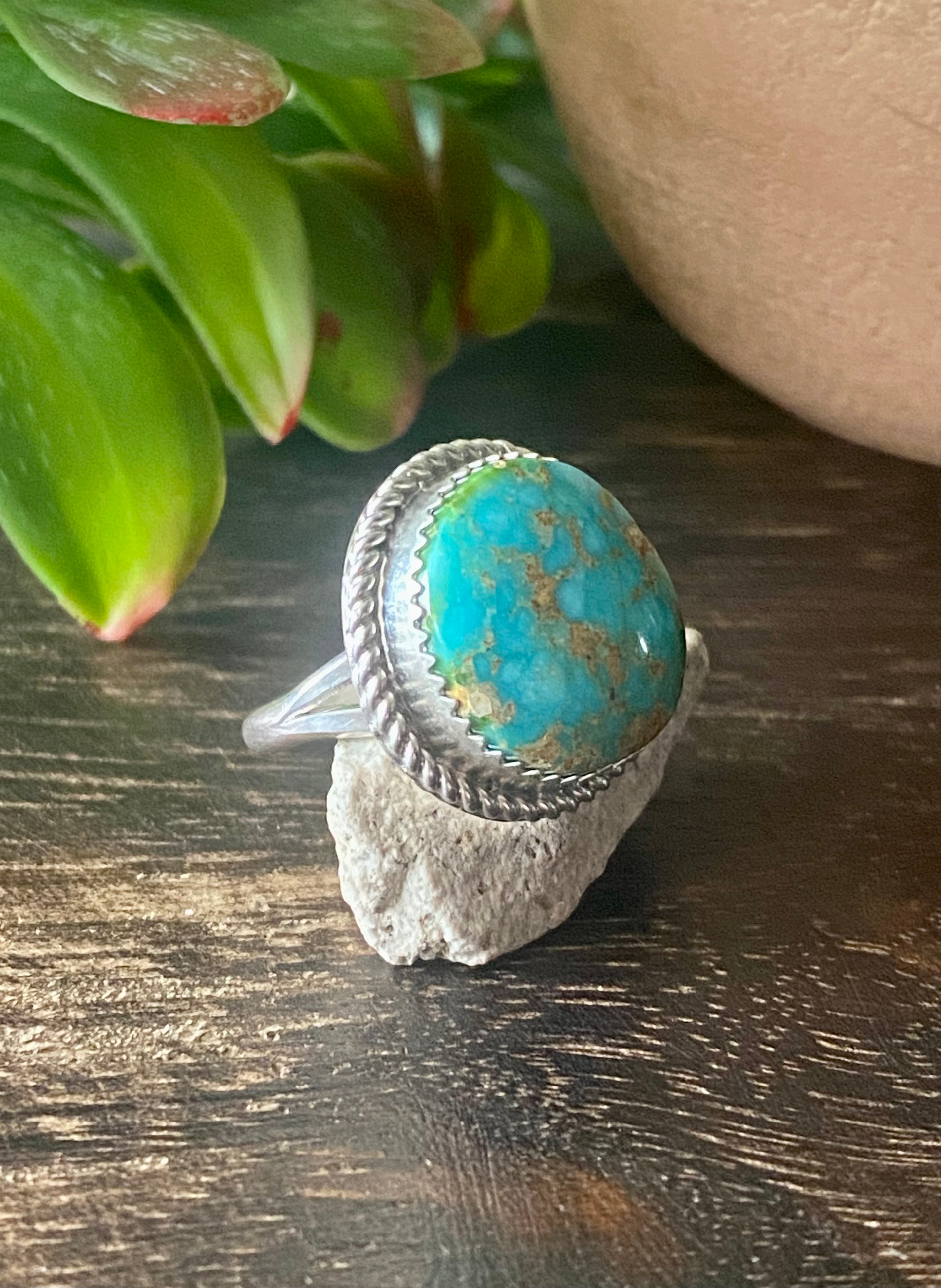 Reda Galvan Sonoran Mountain Turquoise & Sterling Silver Ring Size 6.75