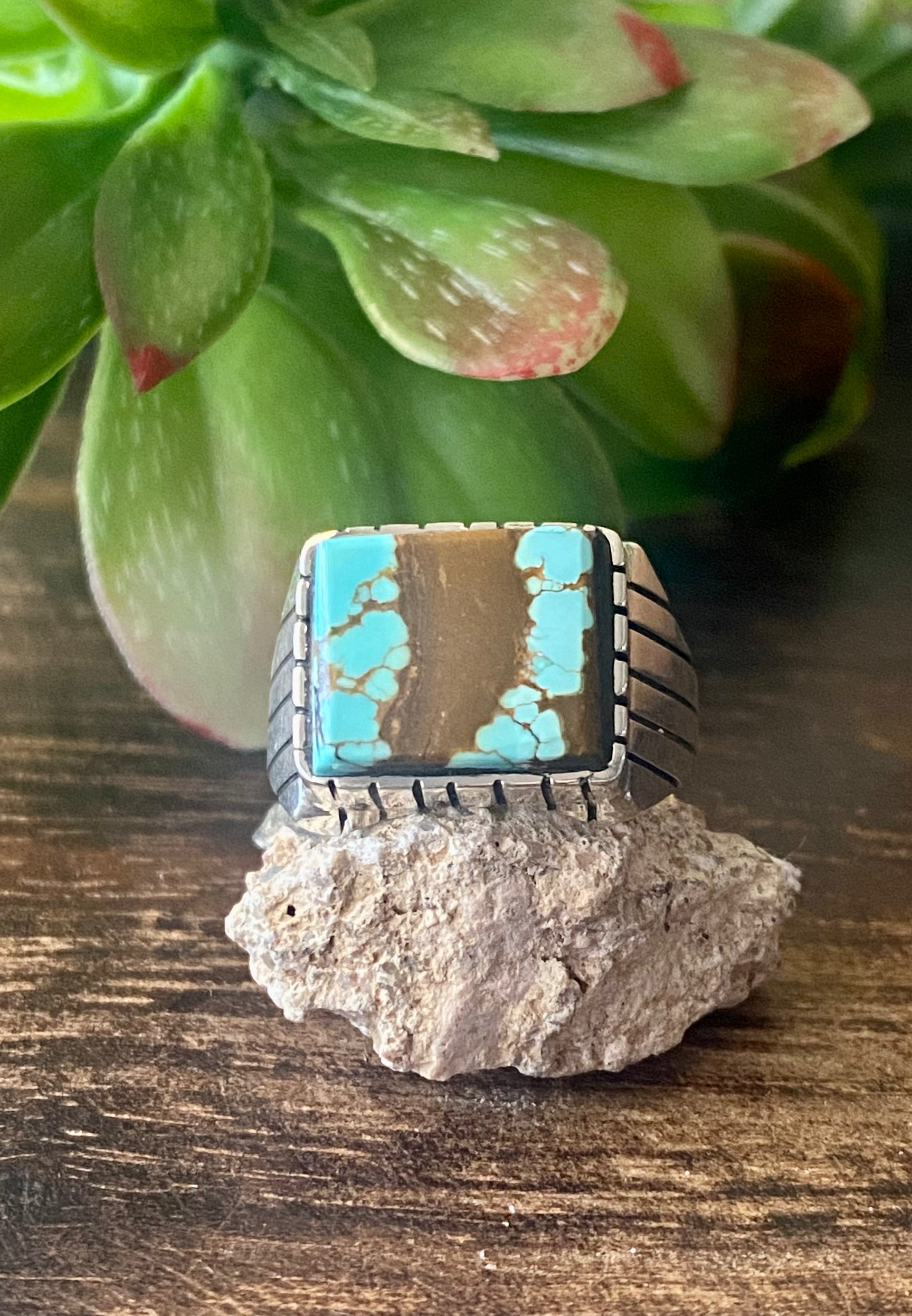 Trevor Jack #8 Turquoise & Sterling Silver Ring Size 9.5