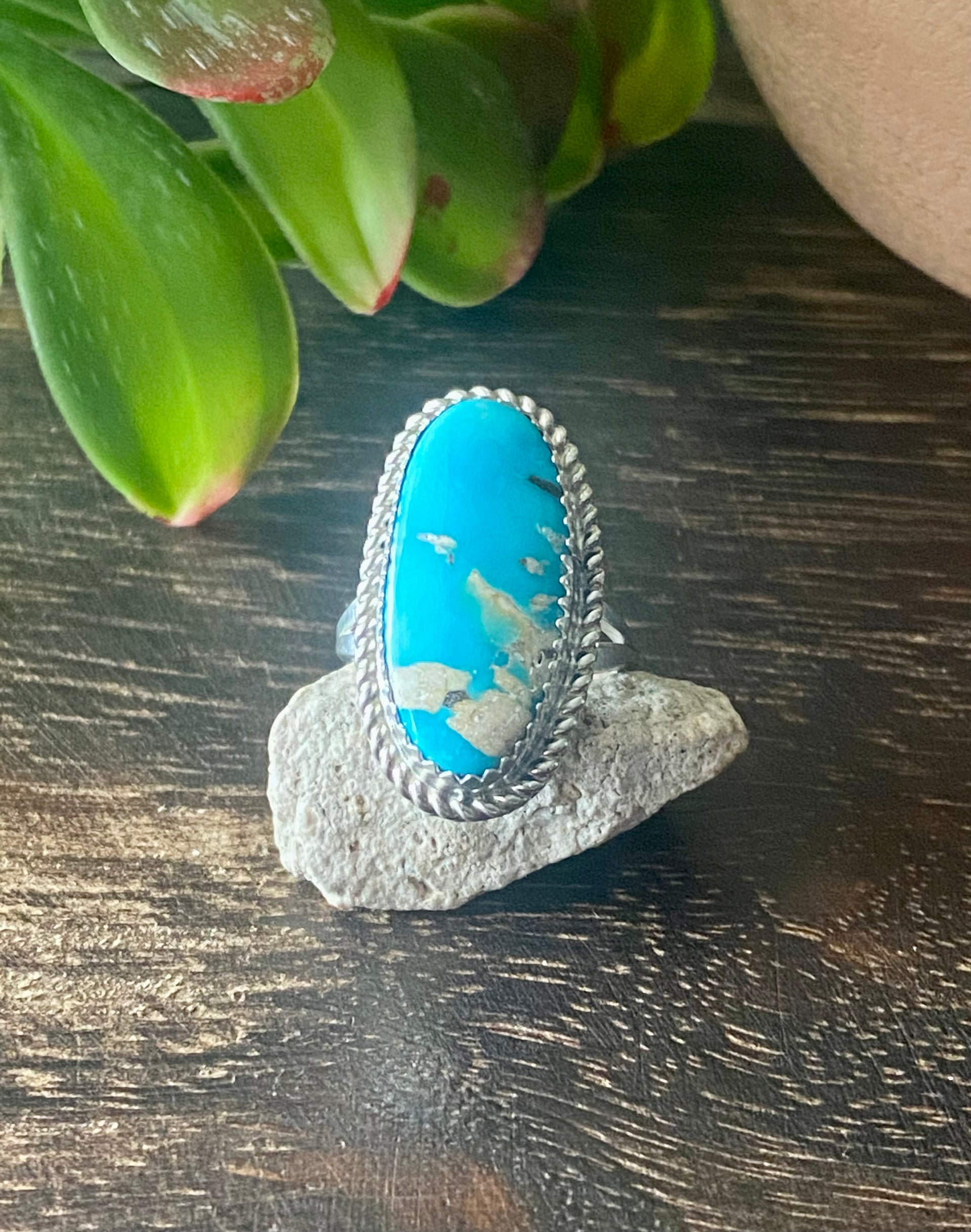 Reda Galvan South Hill Turquoise & Sterling Silver Ring Size 5.5